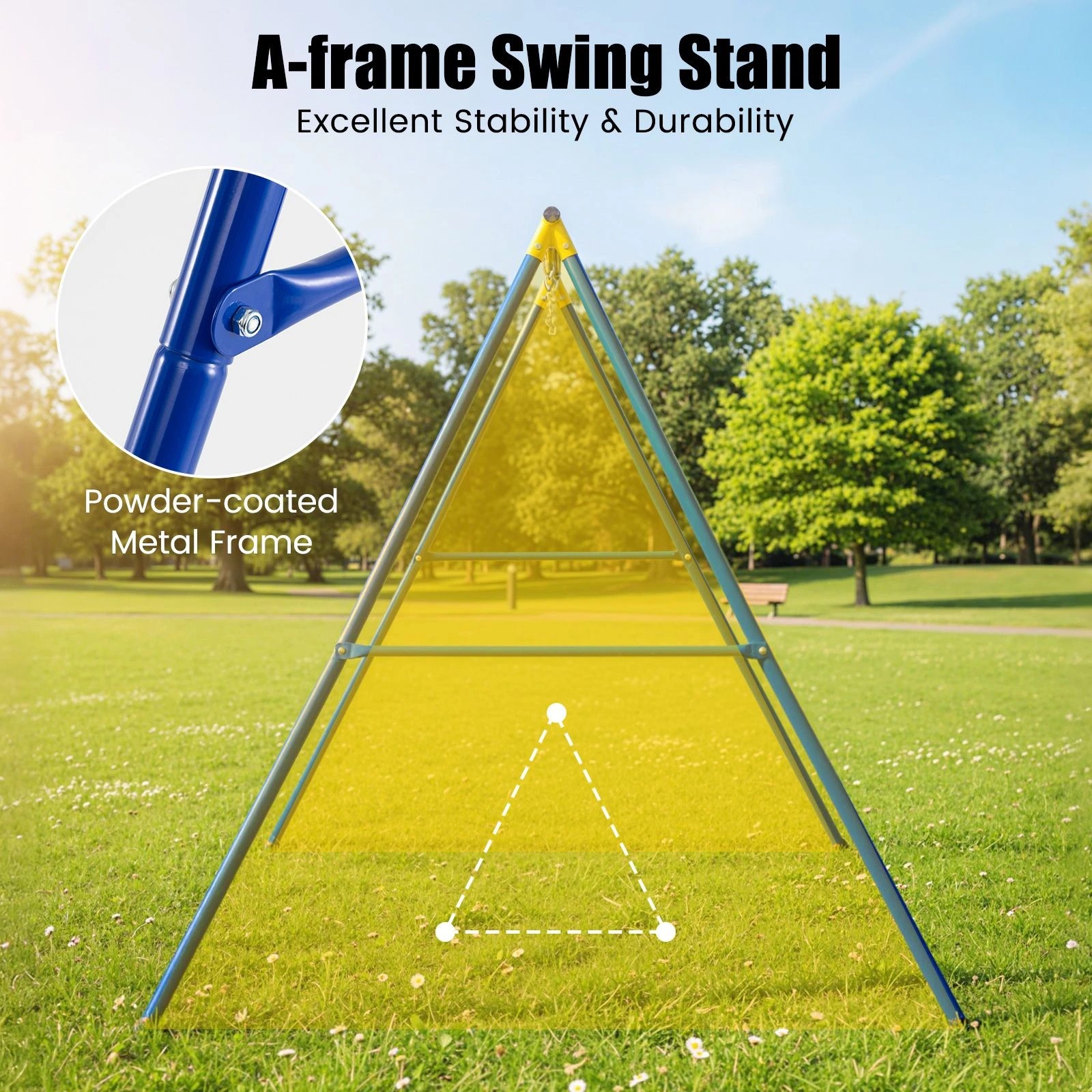 2 Costway Metal Swing Frame 2 Seat Outdoor Swing Rack (No Swing Seat), 2 of 6