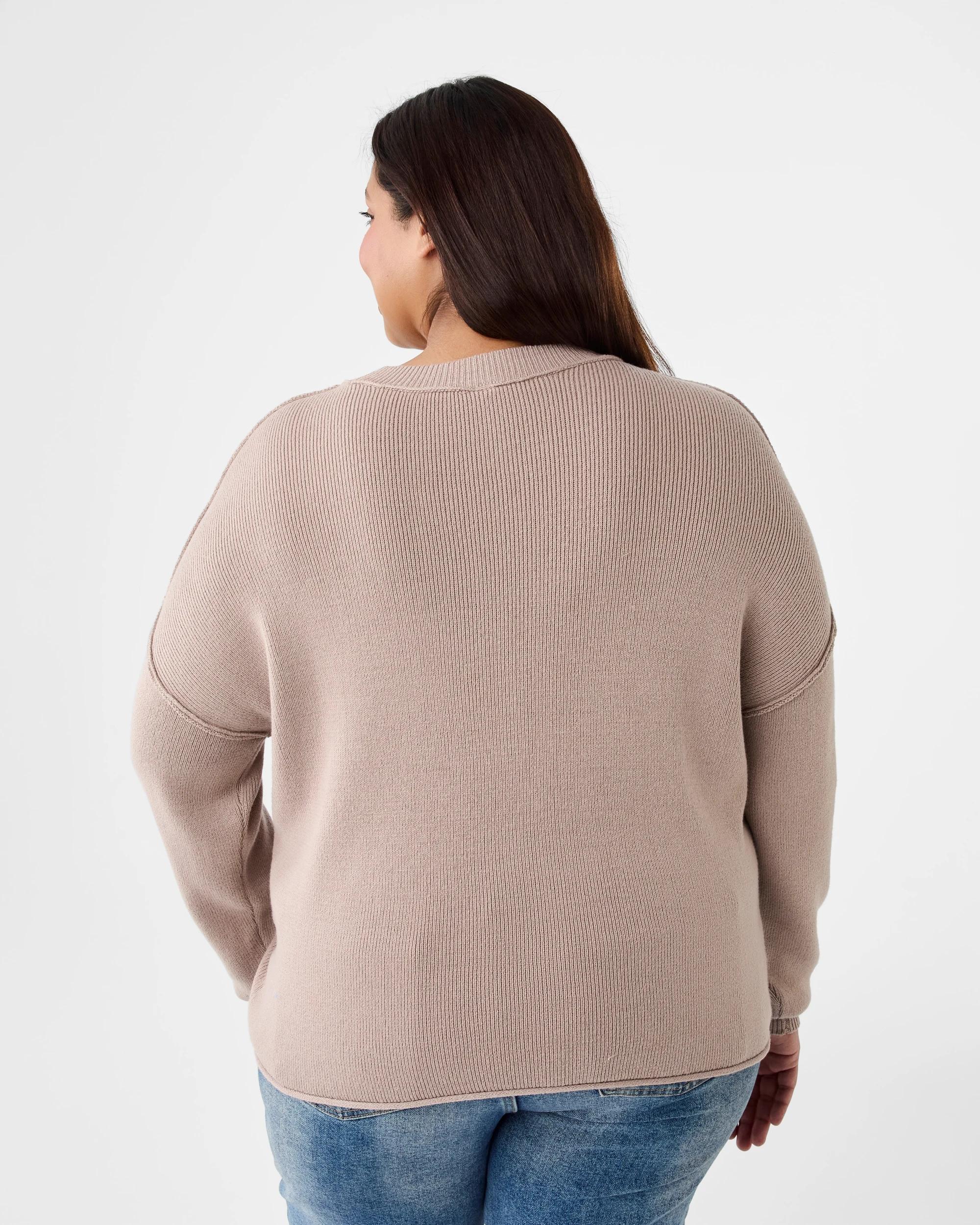 3 Curve Oversized Crew Neck Jumper Grey Taupe, 3 of 7