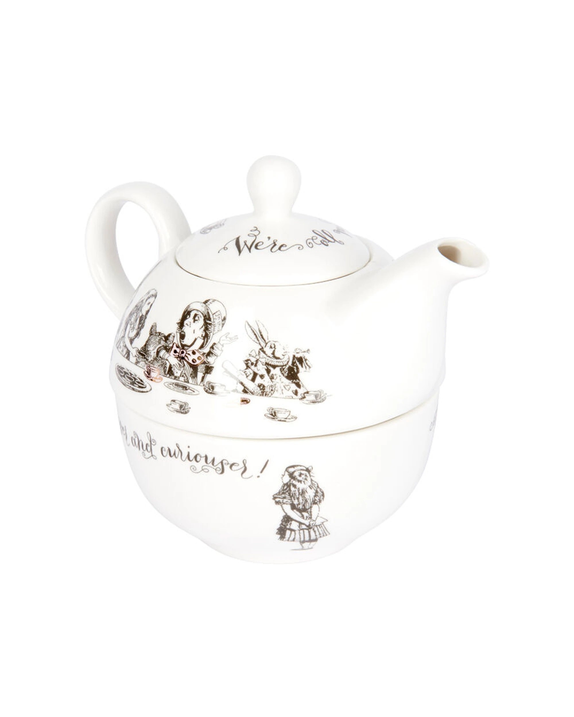 3 Mikasa 2pc Alice In Wonderland Tea For One Pot and Cup Set - White, 3 of 7