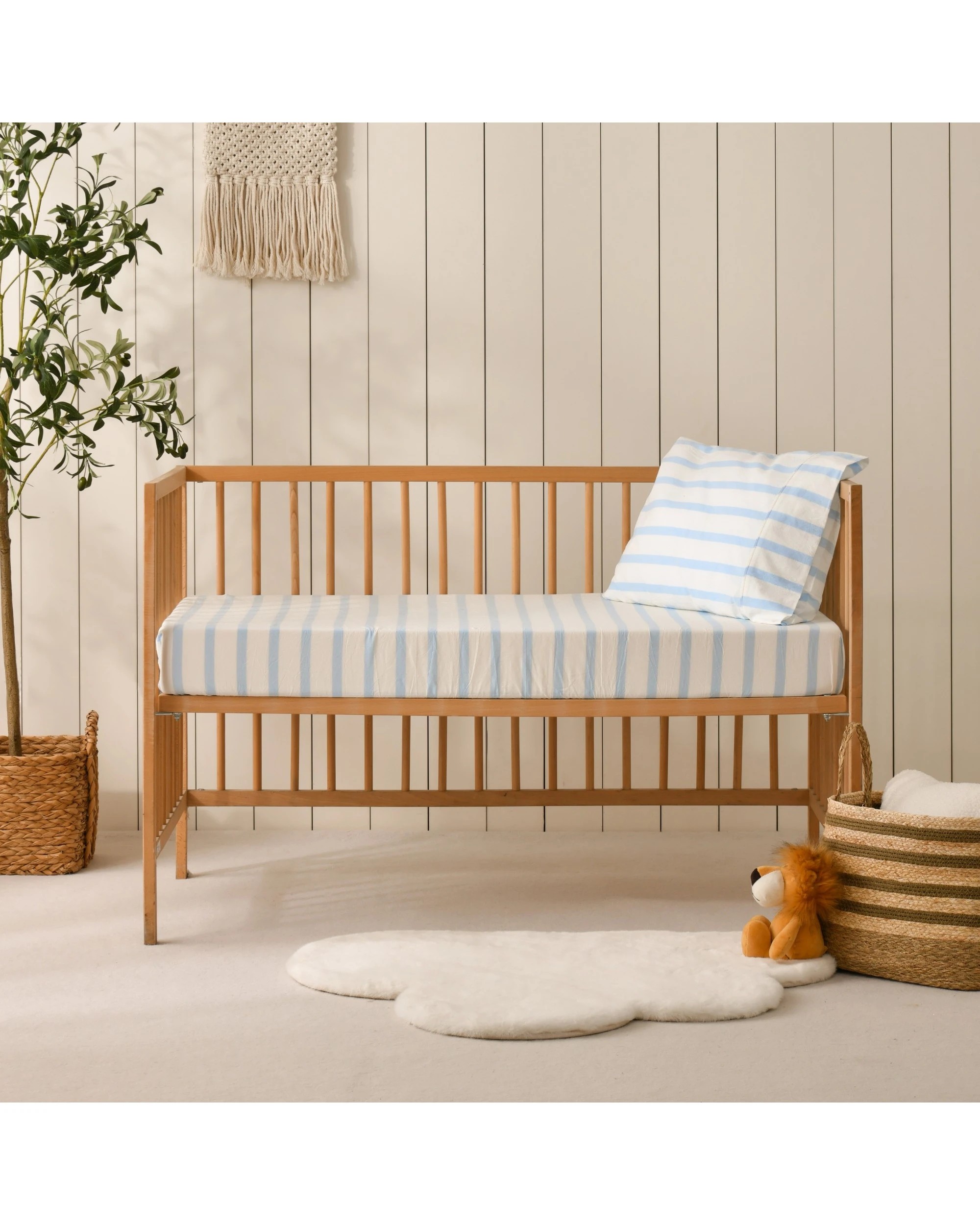 6 Dreamaker Baby Bask Washed Cotton Yarn Dyed Stripe Combo Set - COT Size - Sky, 6 of 7