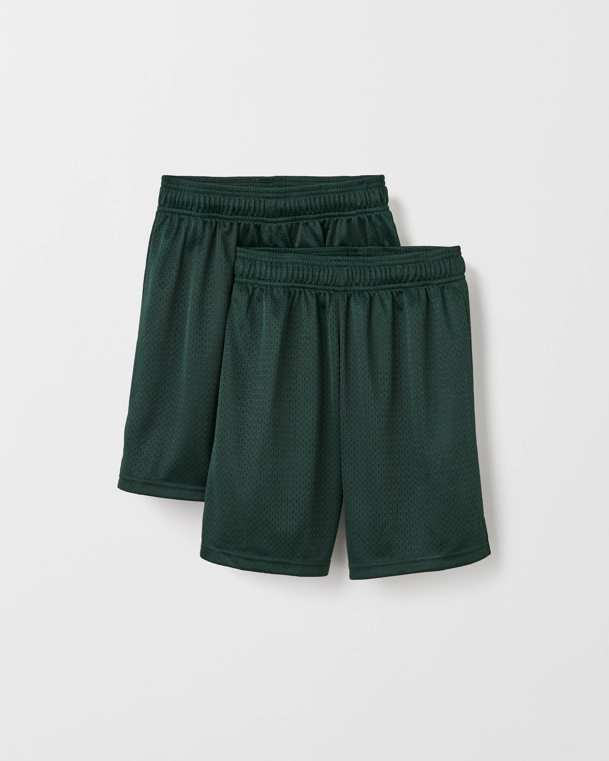 1 Target Kids School 2 Pack Basketball Mesh Shorts BOTTLE GREEN, 1 of 3