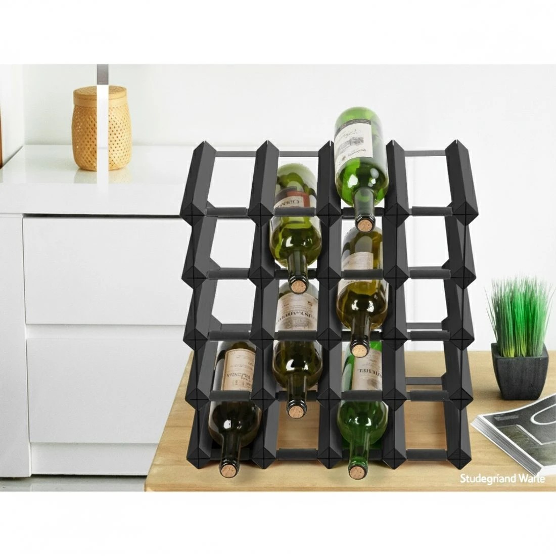 3 Artiss Wine Rack 20 Bottle - Black, 3 of 5