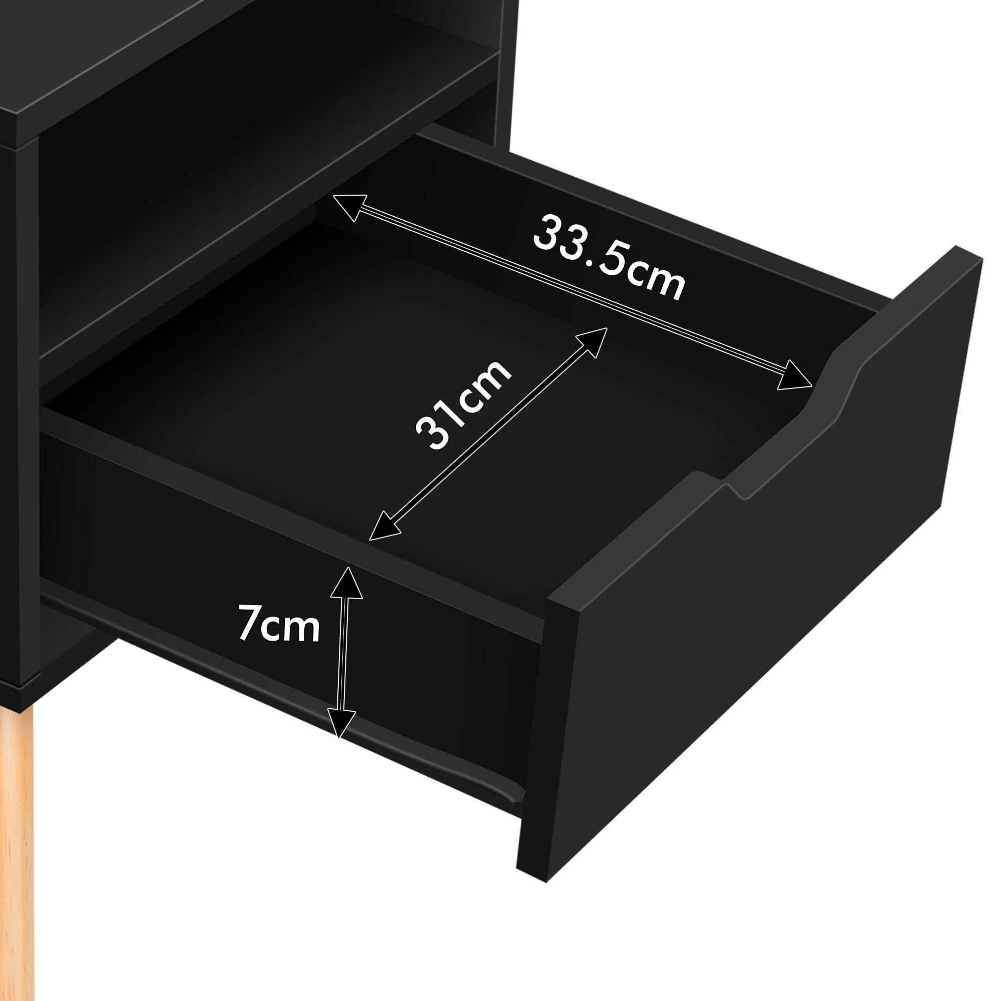 8 Alfordson Bedside Table Nightstand Side Storage Cabinet Scandinavian - Black, 8 of 10