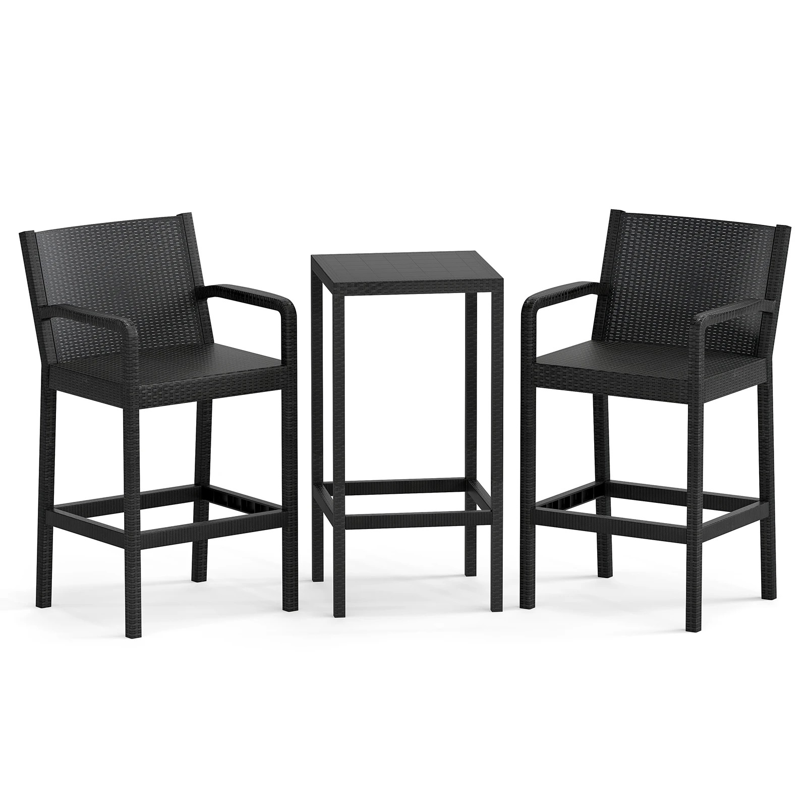 1 Costway 3PCS Patio Bar Set w/2 Stools & 1 Bar Table Outdoor Bistro Set, 1 of 5