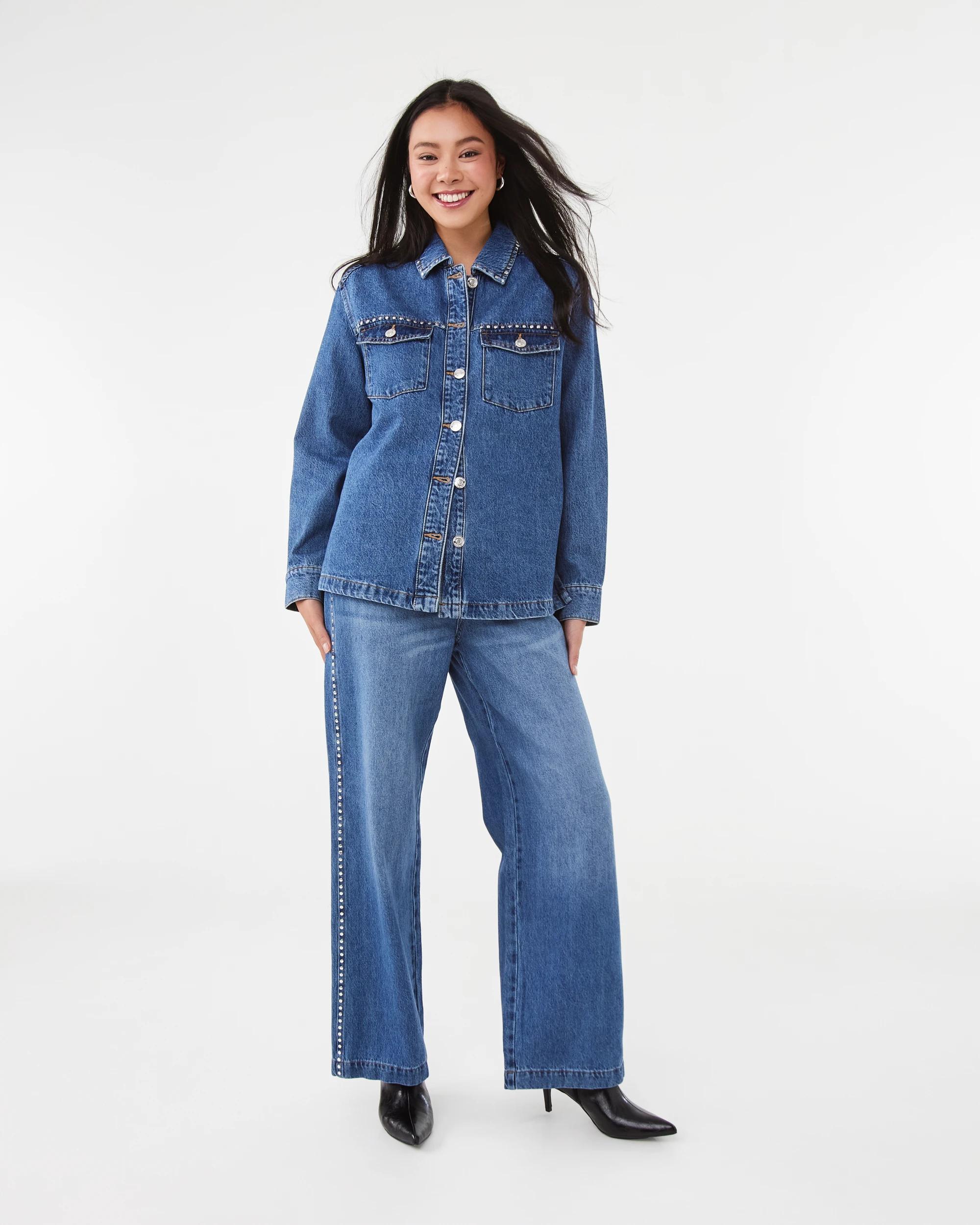2 Studded Jeans Mid Wash, 2 of 9