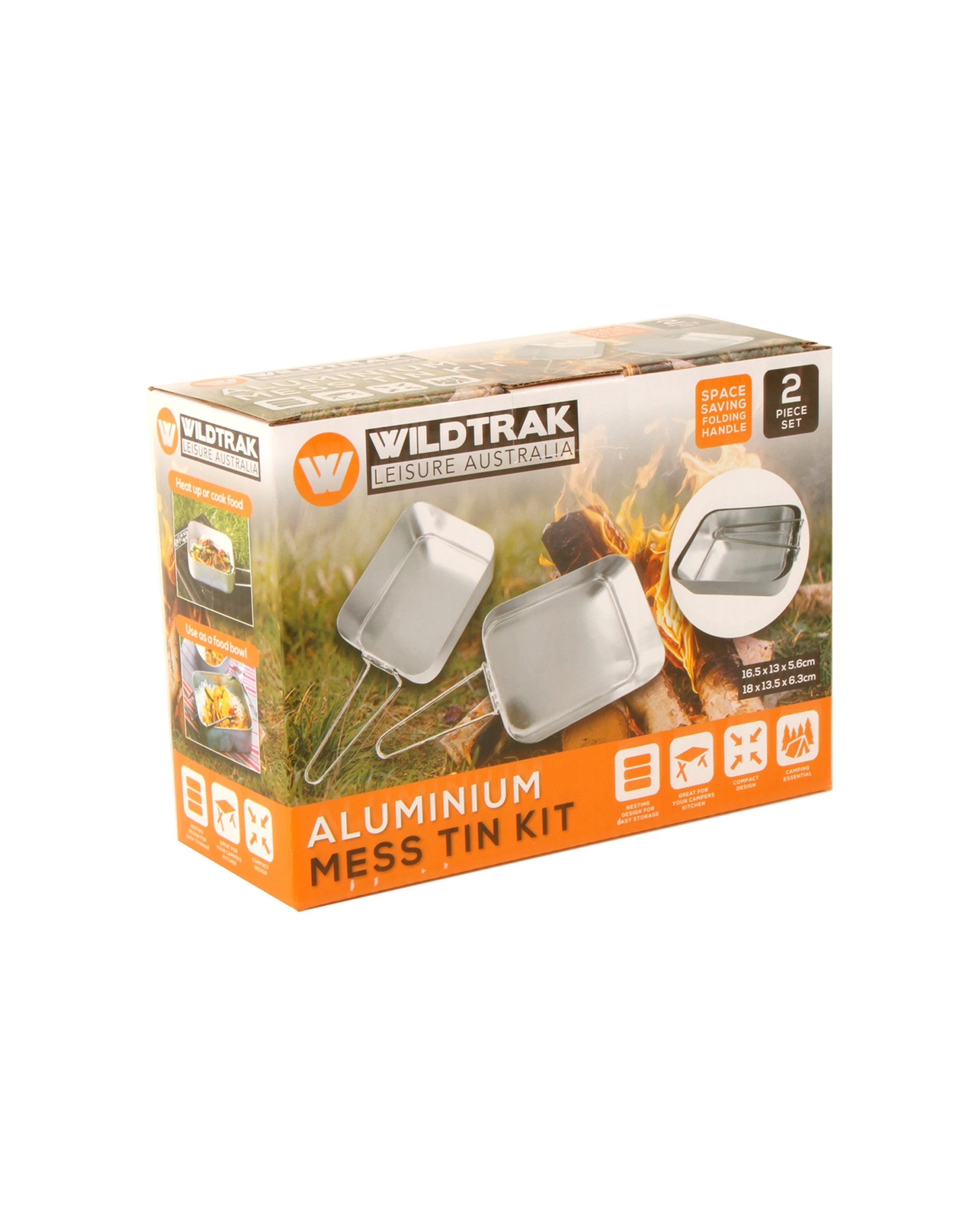 3 Wildtrak 2pc Camping Mess Kit Pans Nesting Design Food Grade Aluminium - Silver, 3 of 3