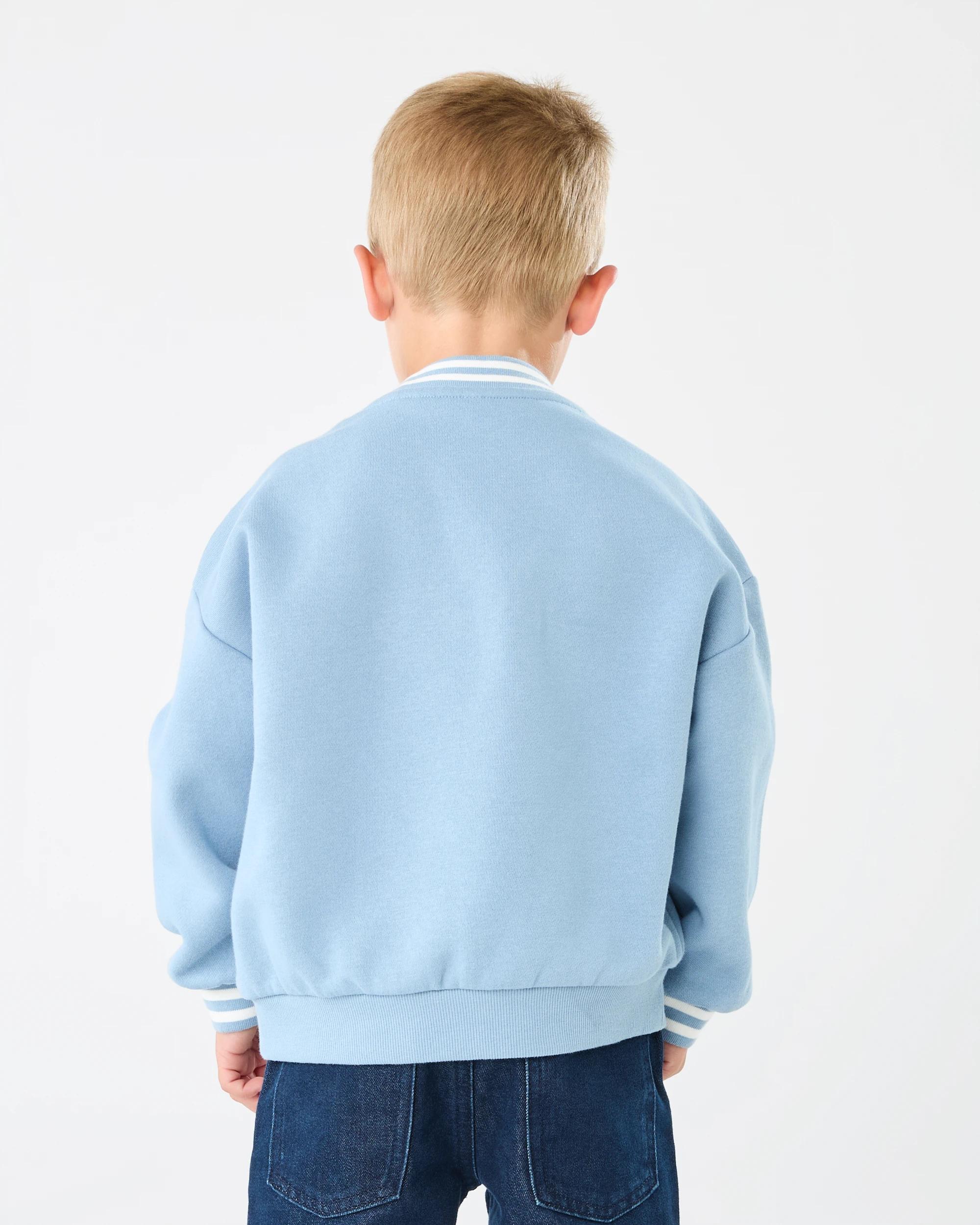 2 Oversized Boucle Crew Neck Sweatshirt Blu Dino, 2 of 7