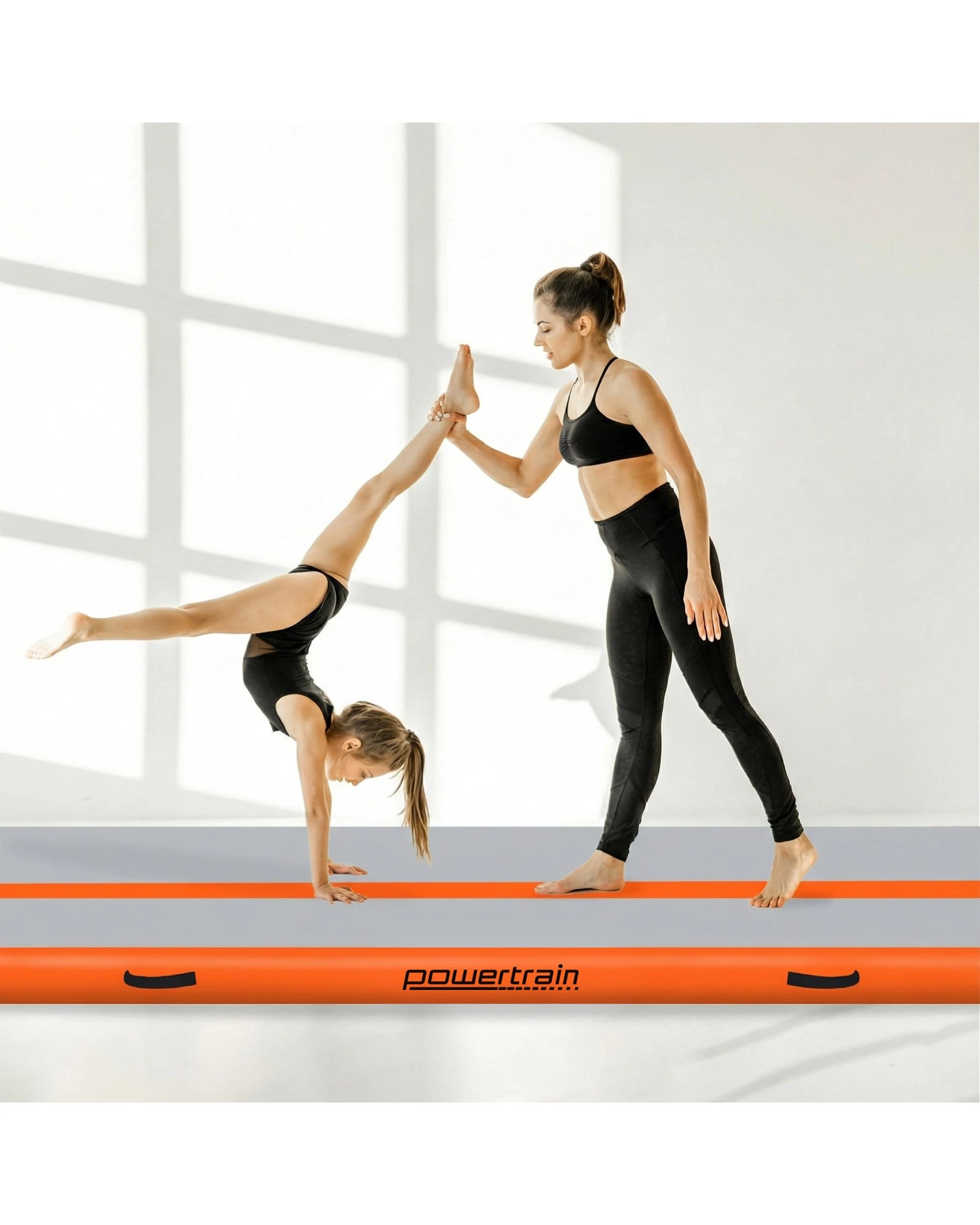 2 Powertrain 3M 20cm Air Track Gymnastics Tumbling Airtrack Exercise Yoga Mat Balance Beam Inflatable - Orange, 2 of 5