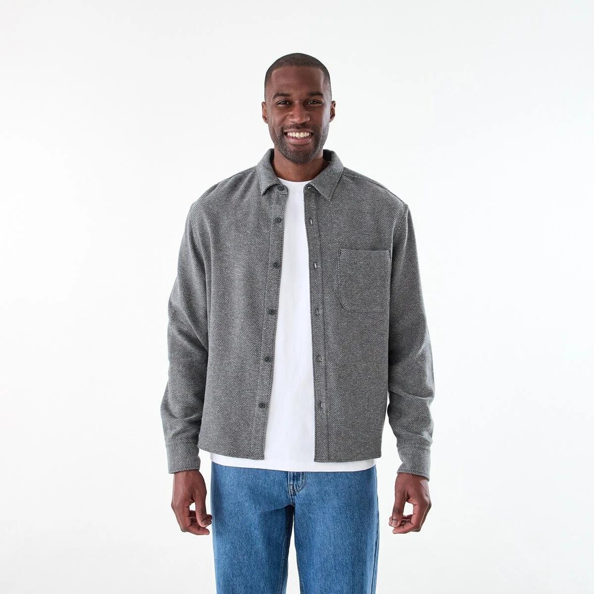 1 Long Sleeve Jacquard Overshirt VOLCANIC ROCK, 1 of 7