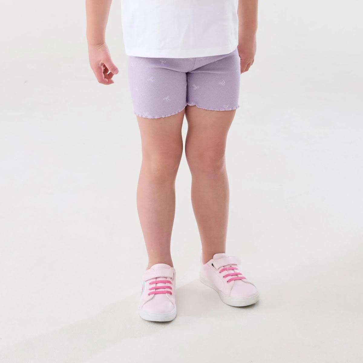 1 Printed Rib Bike Shorts CUTE BOWS PASTEL LILAC, 1 of 5
