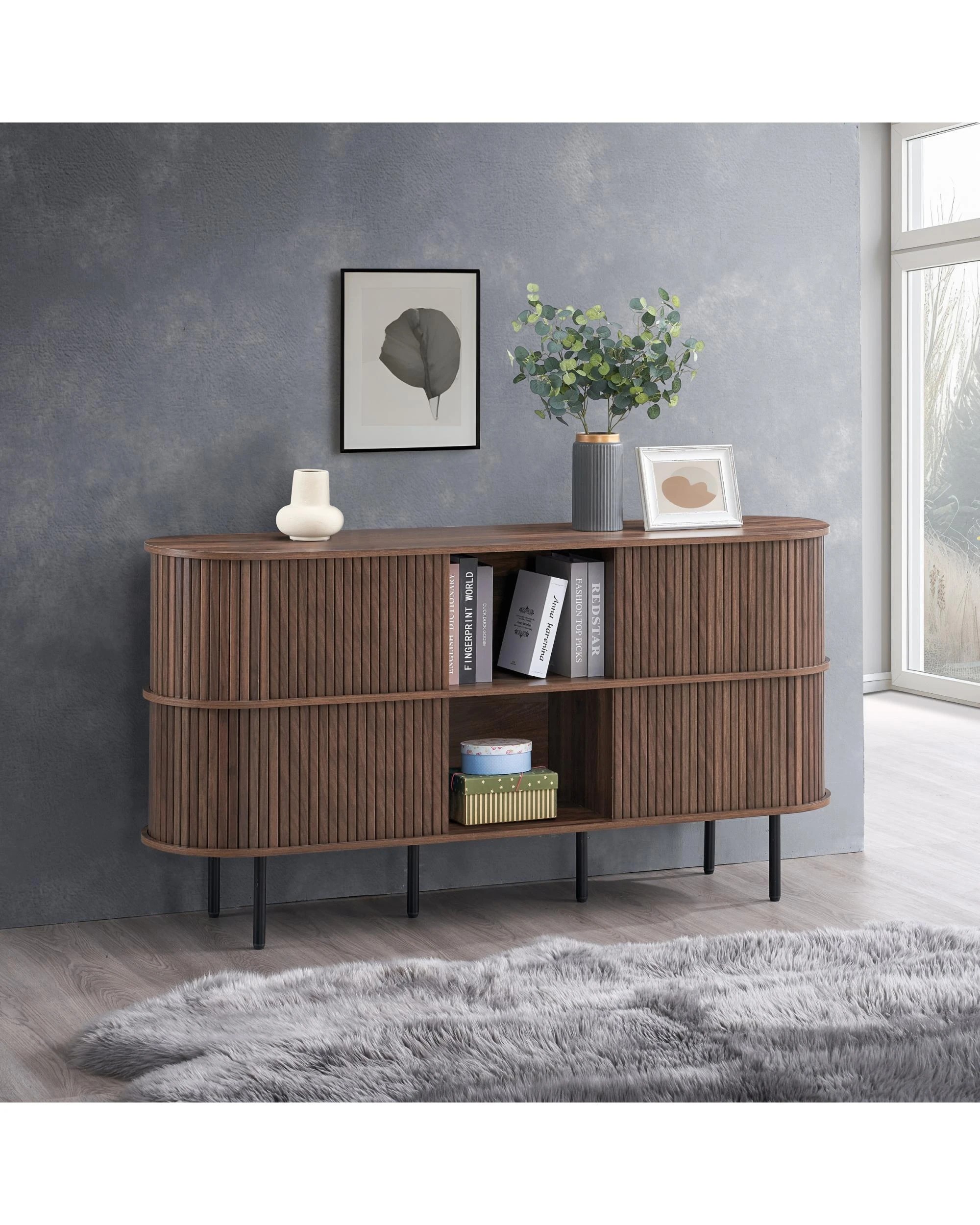 3 Kodu Buffet Storage Shelving Unit 4 Doors - Brown, 3 of 9
