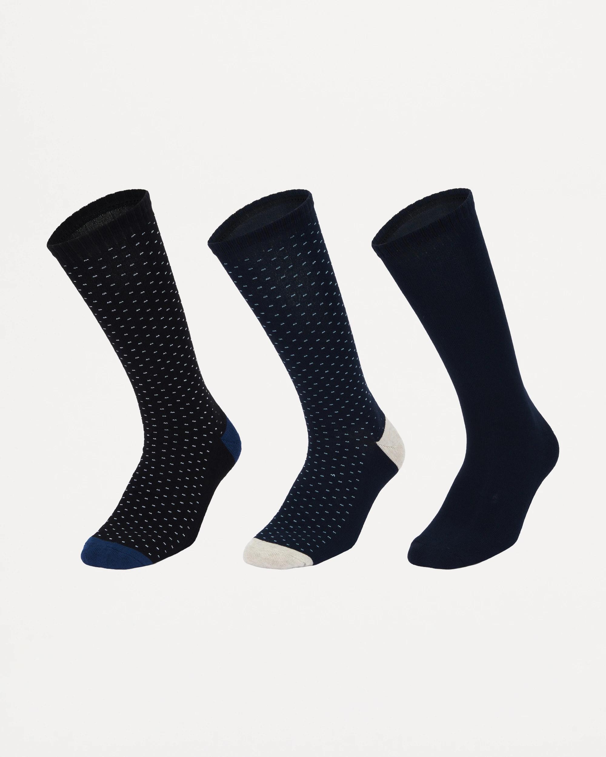 1 3 Pack Bamboo Business Socks Blu Dots, 1 of 3