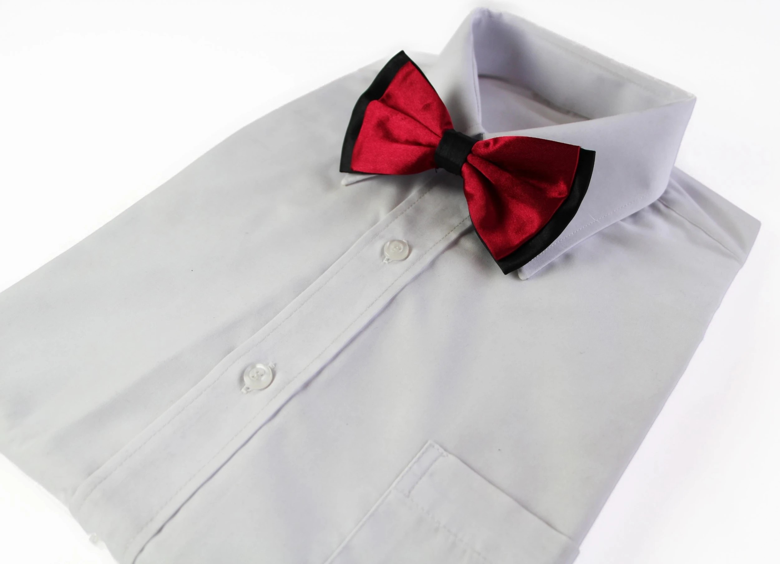 3 Zasel Mens Dark Red Two Tone Layered Bow Tie - Multi, 3 of 4