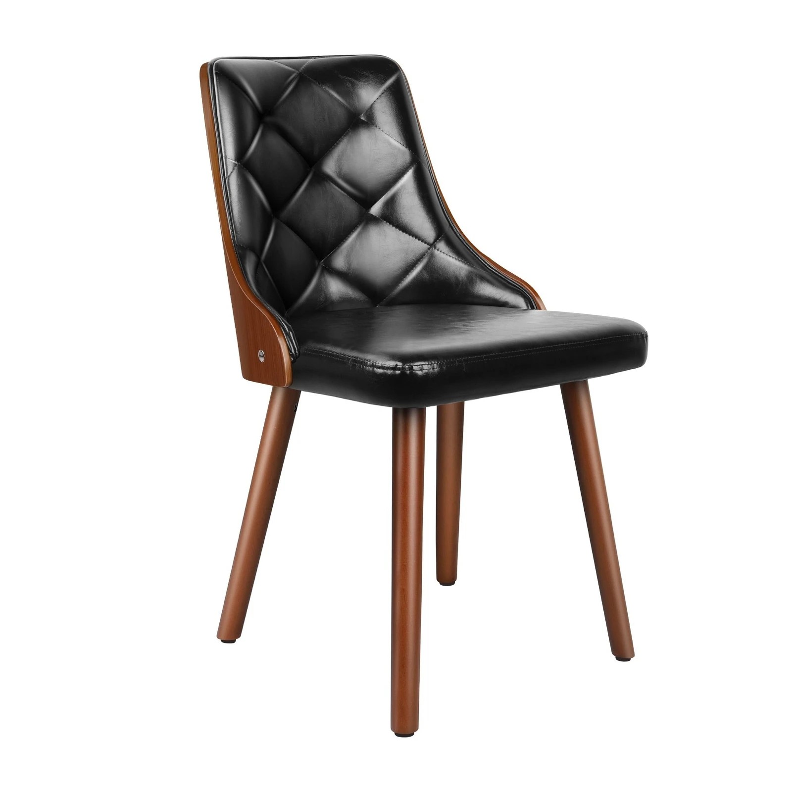 9 Alfordson 2x Dining Chairs Kitchen Lounge Padded Tufted Glossy PU Leather - Black, 9 of 10