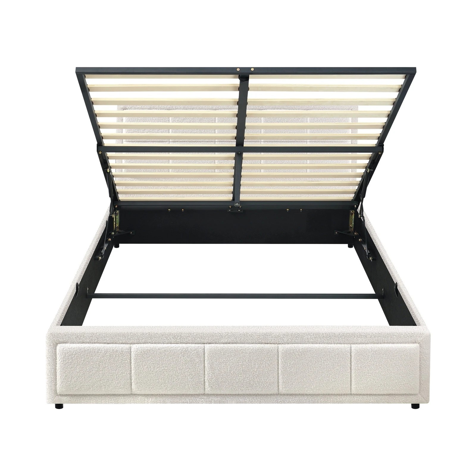 8 Oikiture Queen Bed Frame Gas Lift Storage Base Boucle Fabric
 - White, 8 of 10