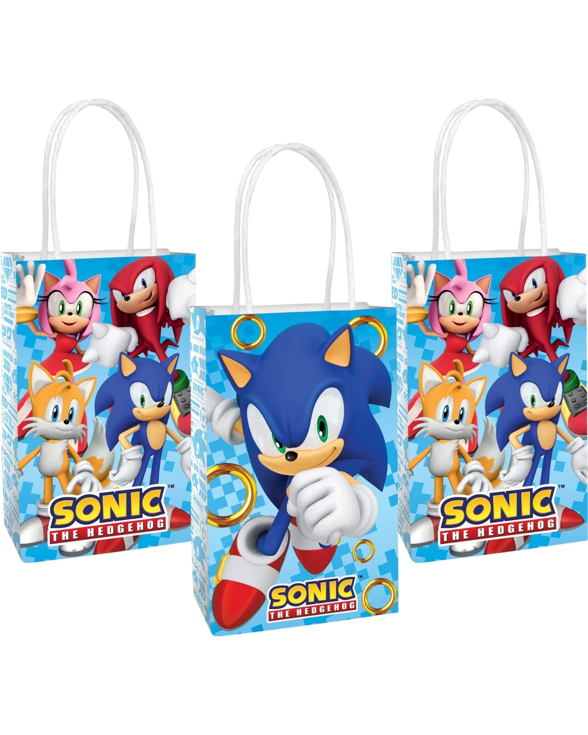 1 Amscan Sonic The Hedgehog Paper Gift Bags Pack of 8, 1 of 2