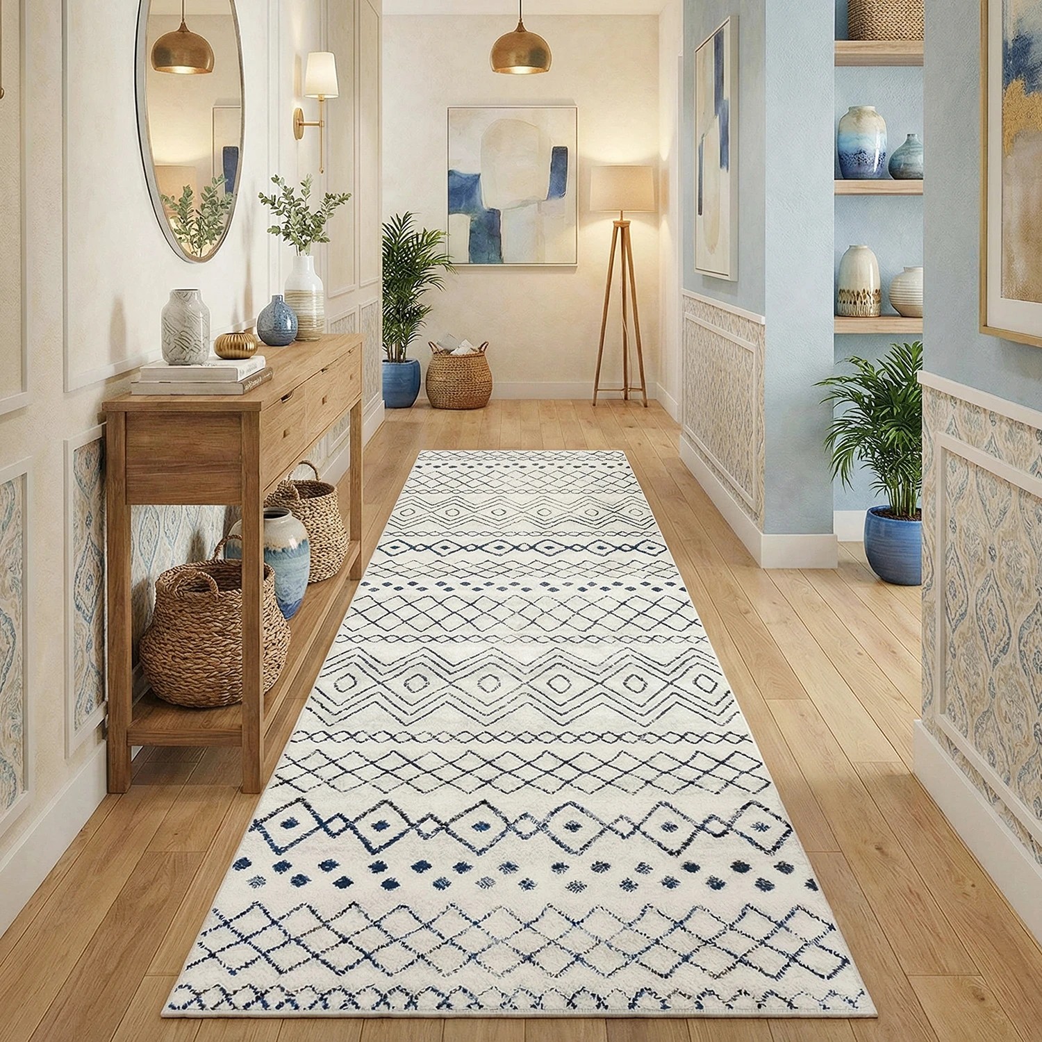 1 Common Ground Rugs Bluebay 453 400x80 cm Rug - Natural, 1 of 5