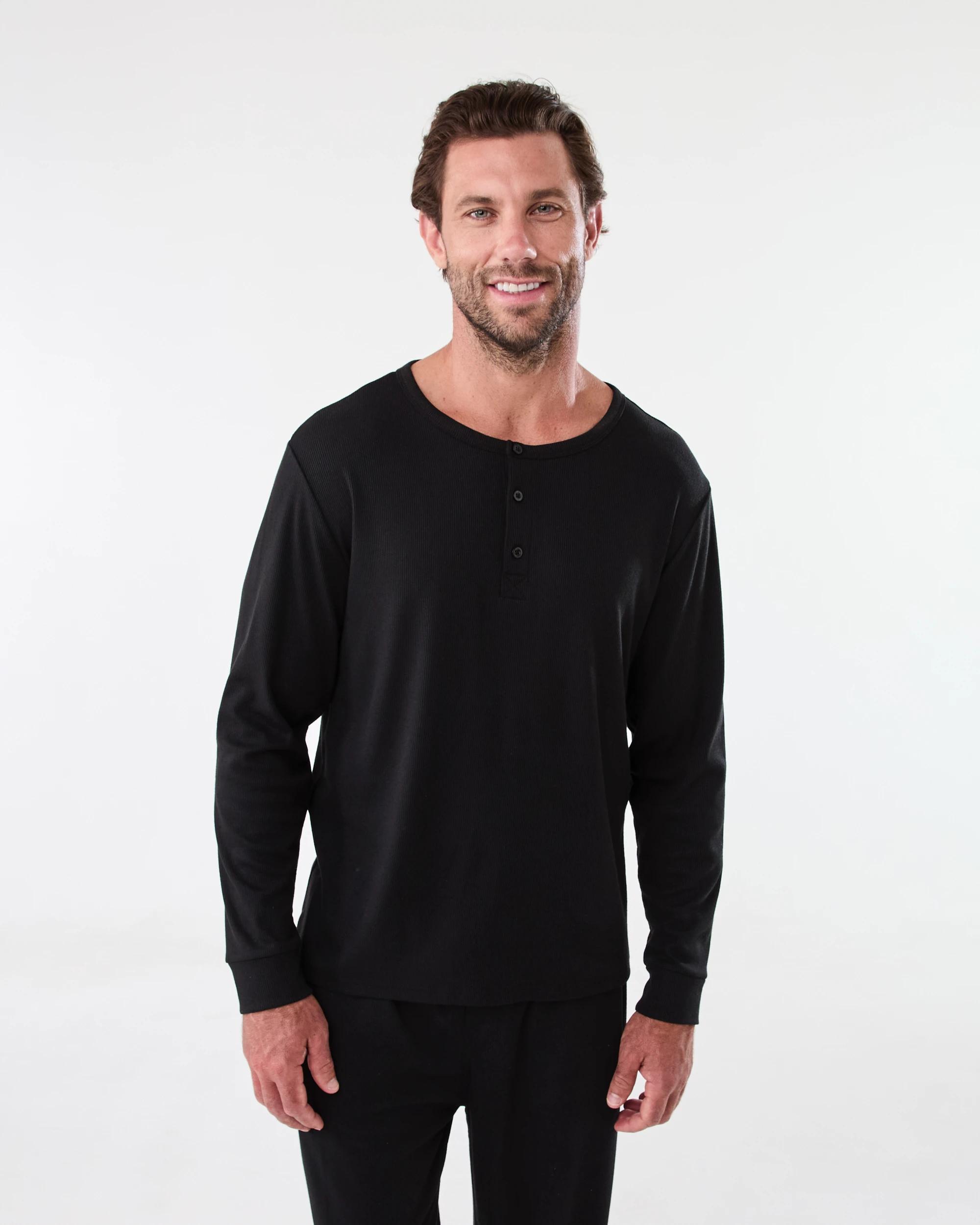 1 Long Sleeve Rib Top Black, 1 of 7
