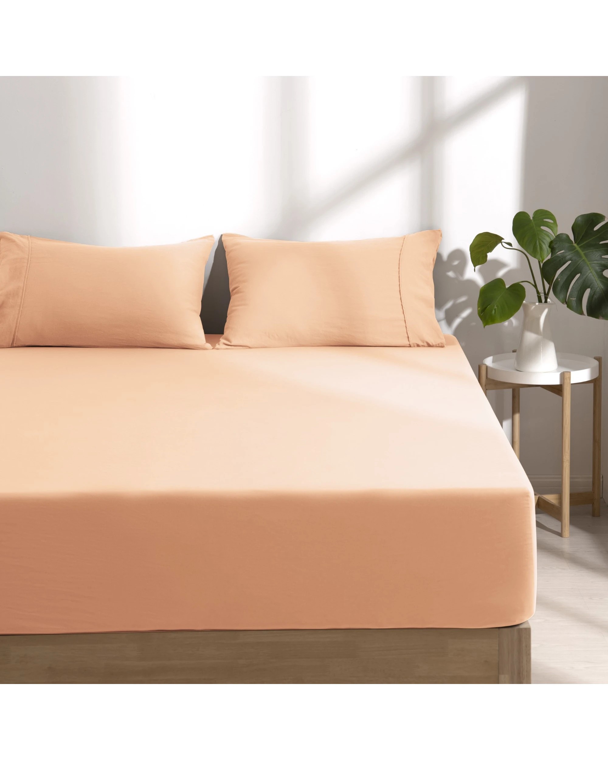 2 Dreamaker Superfine Washed Microfibre Combo Fitted Sheet Set - Double Bed - Peach, 2 of 8
