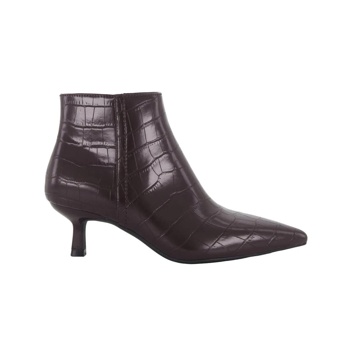 1 Kitten Heel Ankle Boots Croc Brown, 1 of 4