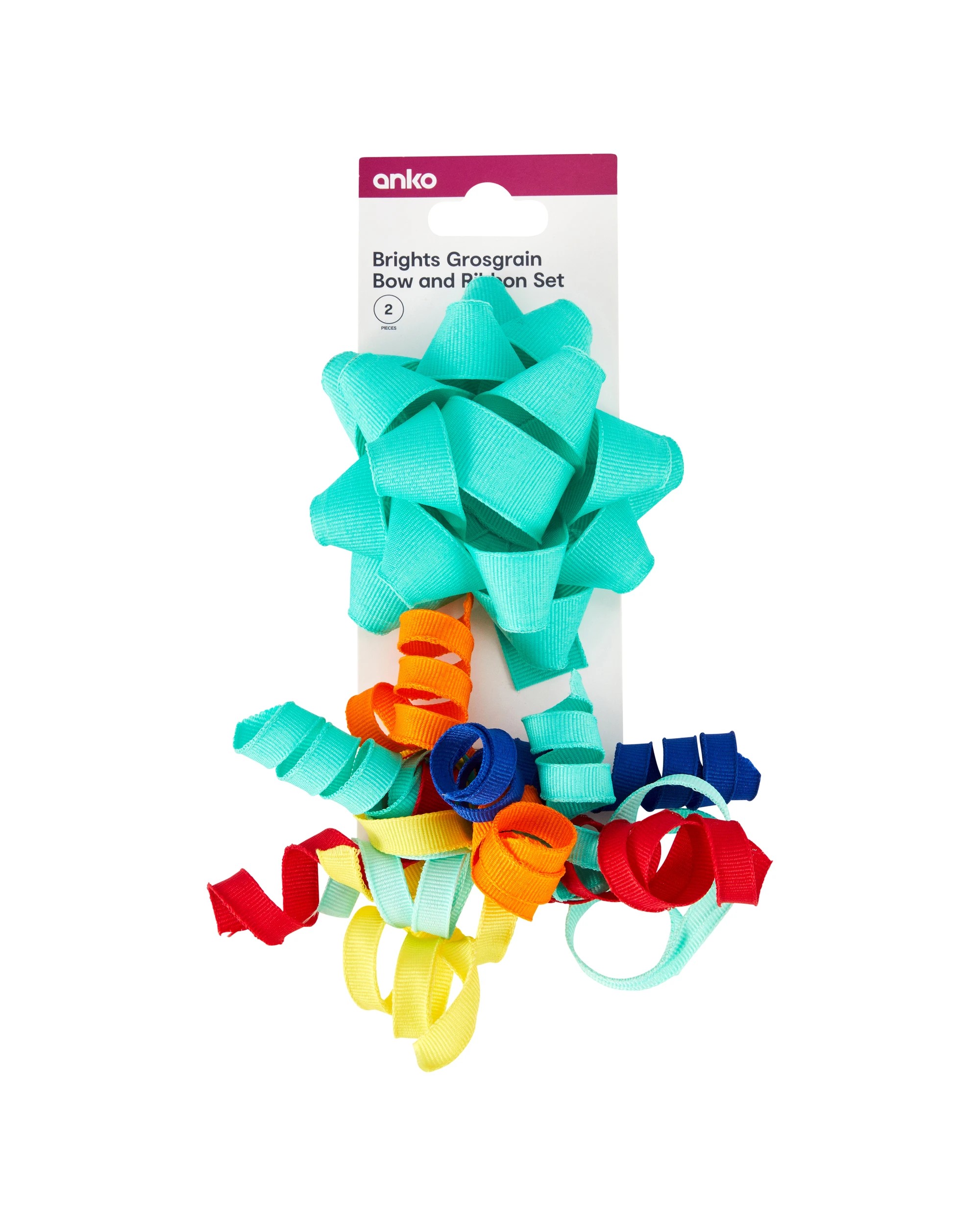 1 2 Piece Grosgrain Bow and Ribbon Set - Brights, 1 of 4