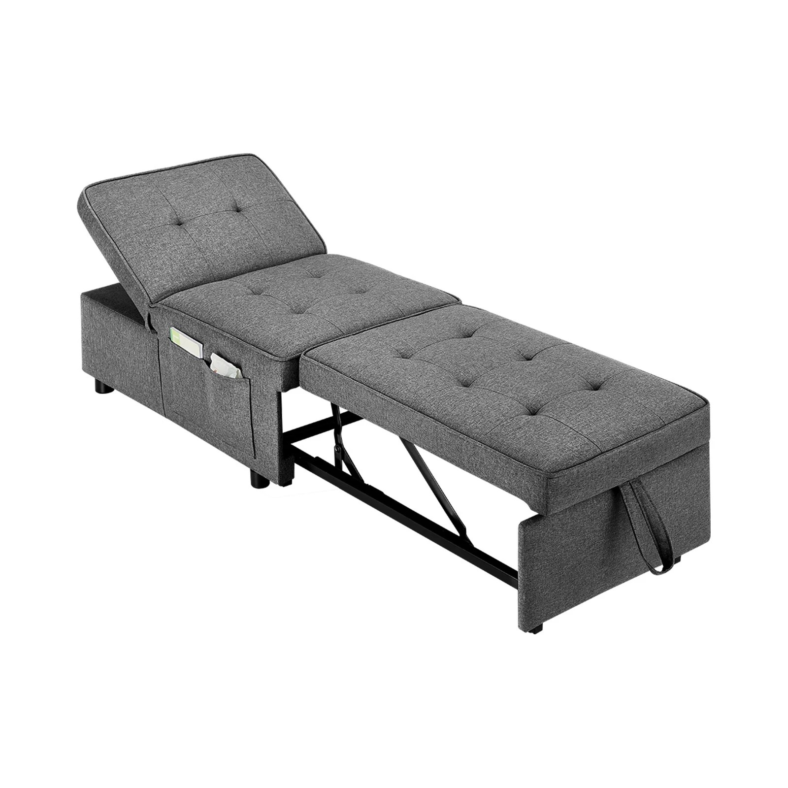 1 Oikiture 4 In 1 Convertible Sofa Bed Ottoman Couch Lounge Recliner Chair Linen
 - Grey, 1 of 10