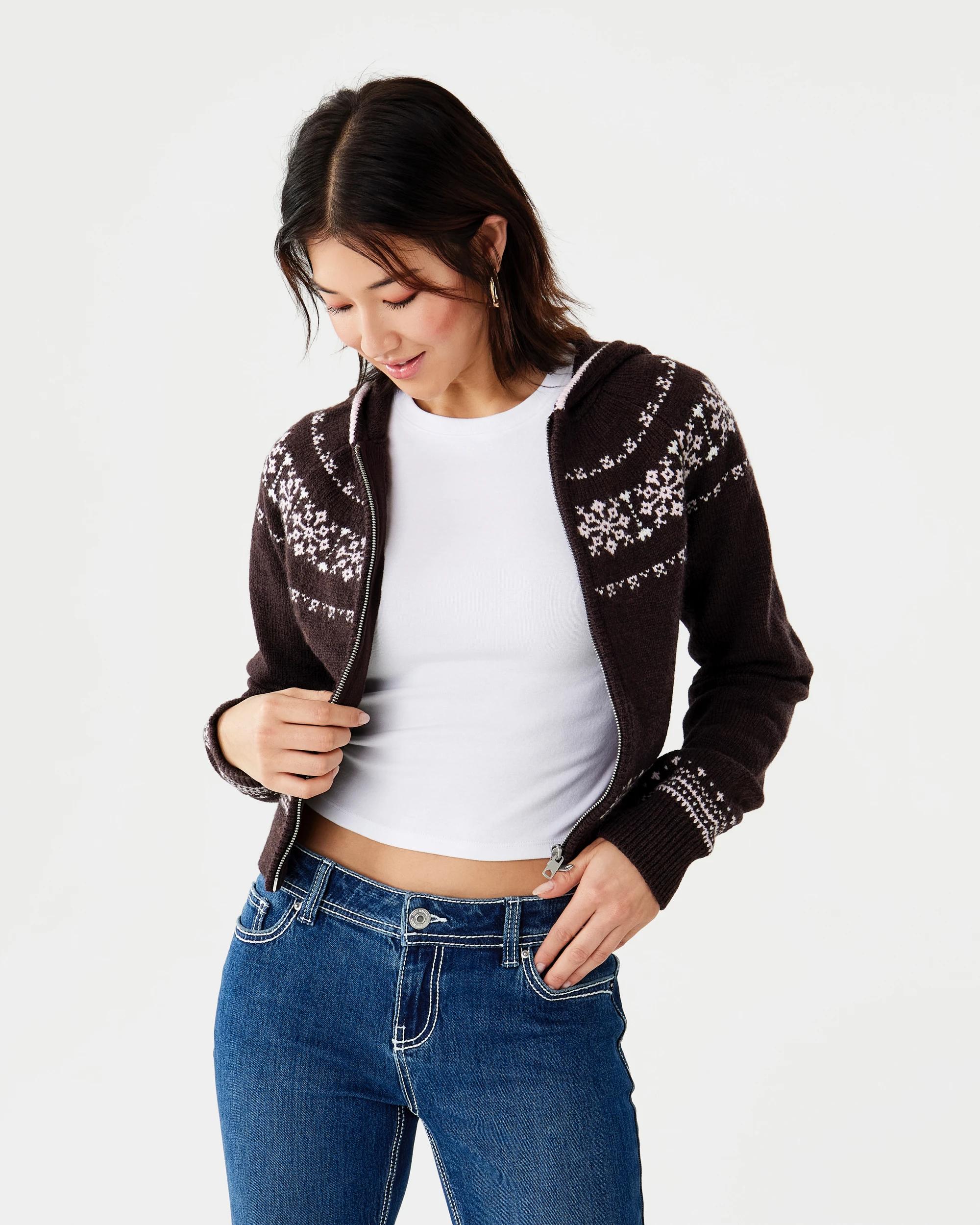 1 Fair Isle Knit Hoodie Brn Flwer, 1 of 10