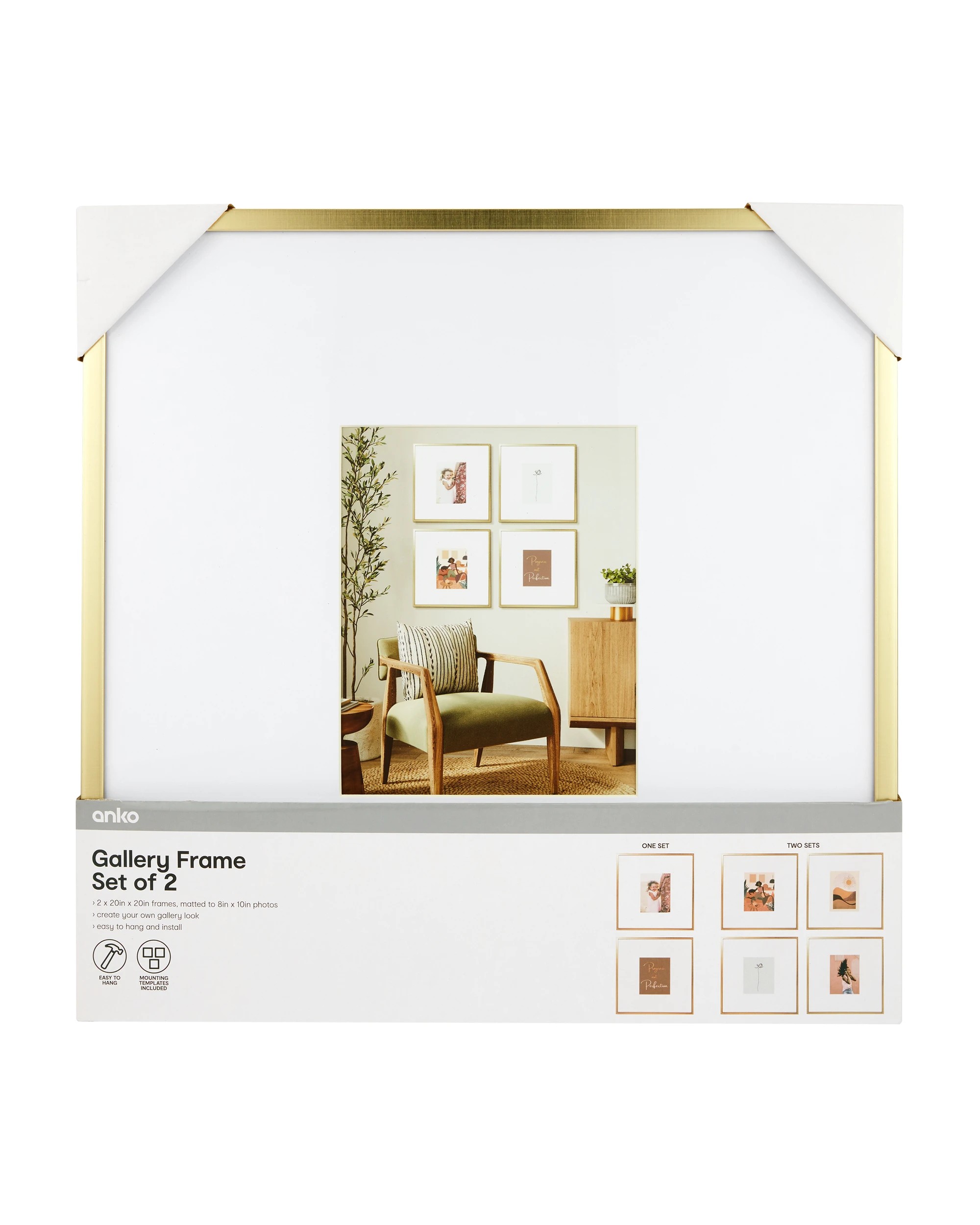 1 2 Piece Gallery Frame Set - Gold Look, 1 of 4