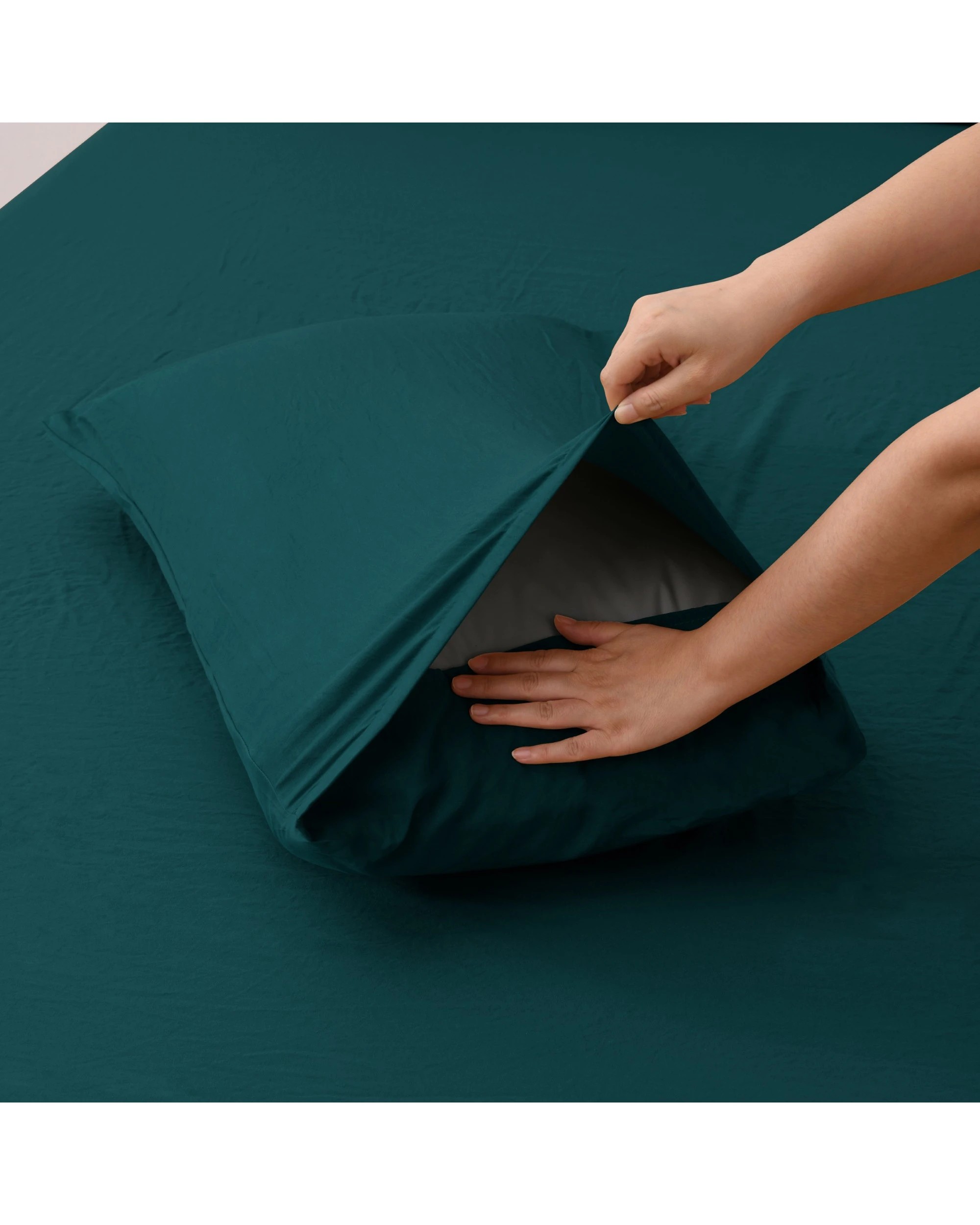 5 Dreamaker Superfine Washed Microfibre Quilt Cover Set - Single Bed - Teal, 5 of 9