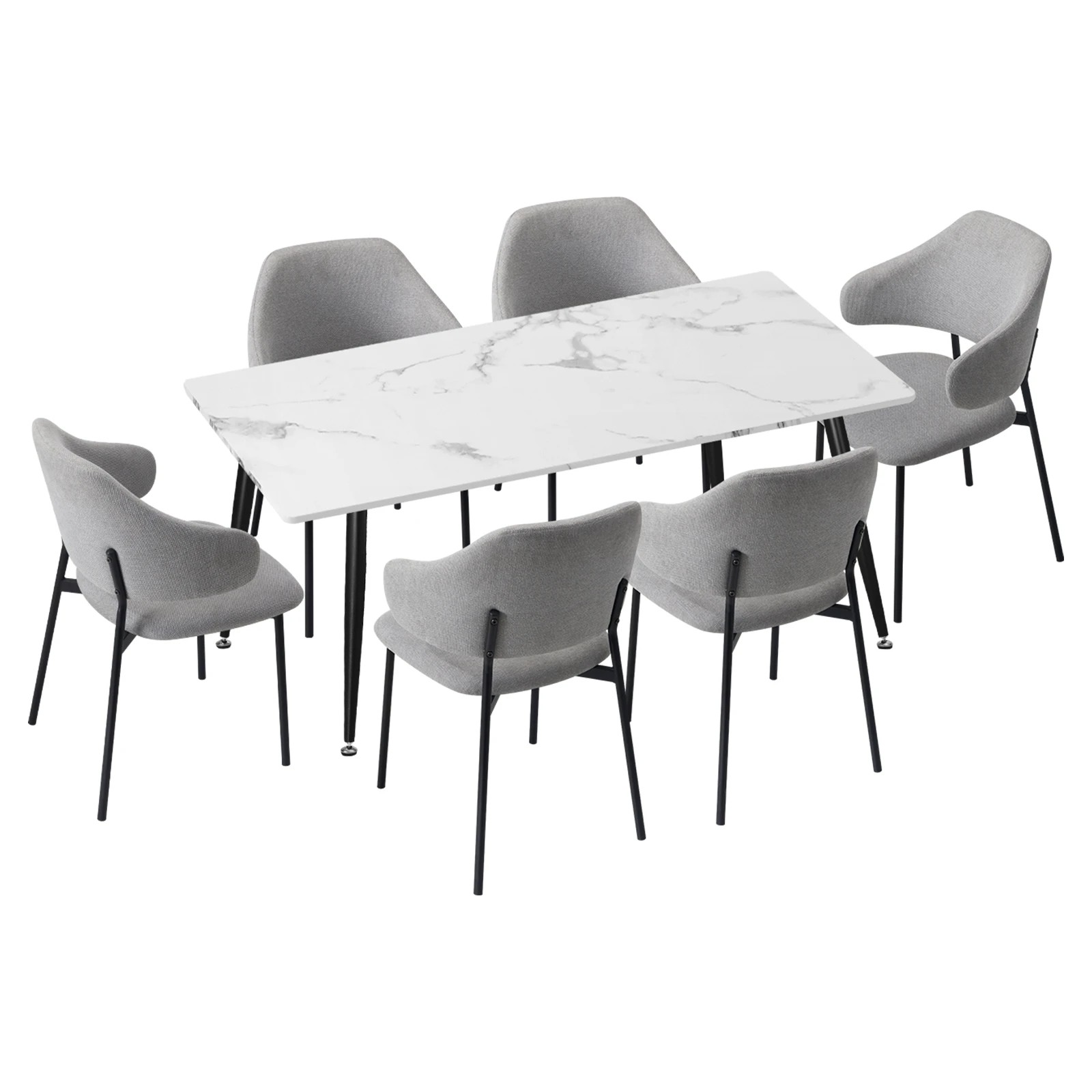 1 Oikiture 120cm Rectangle Dining Table With 6pcs Dining Chairs Fabric
 - Multi, 1 of 10