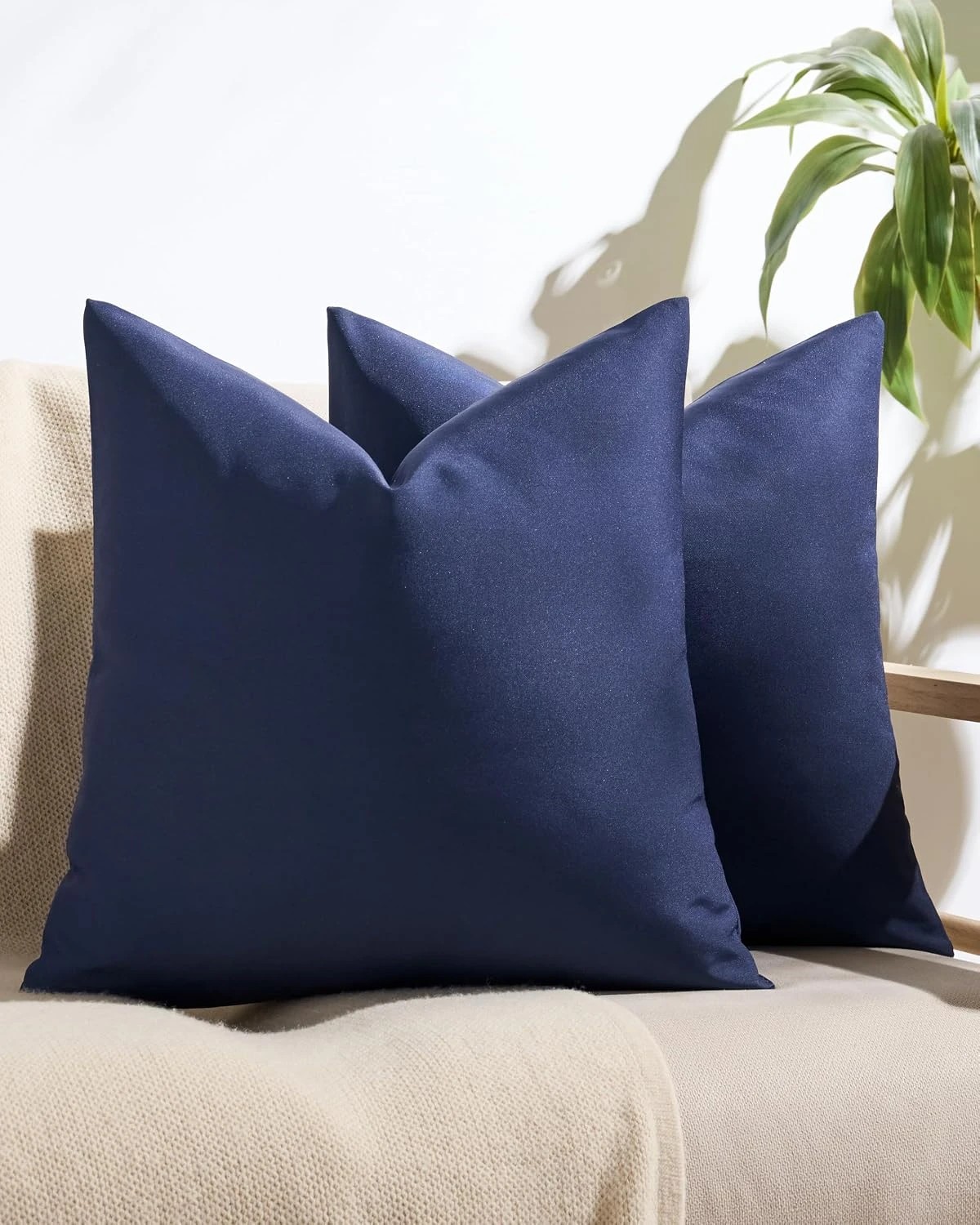 1 Gioia Casa 2-Pack Outdoor Waterproof Cushion Covers - Navy Blue, 45×45cm, 1 of 3