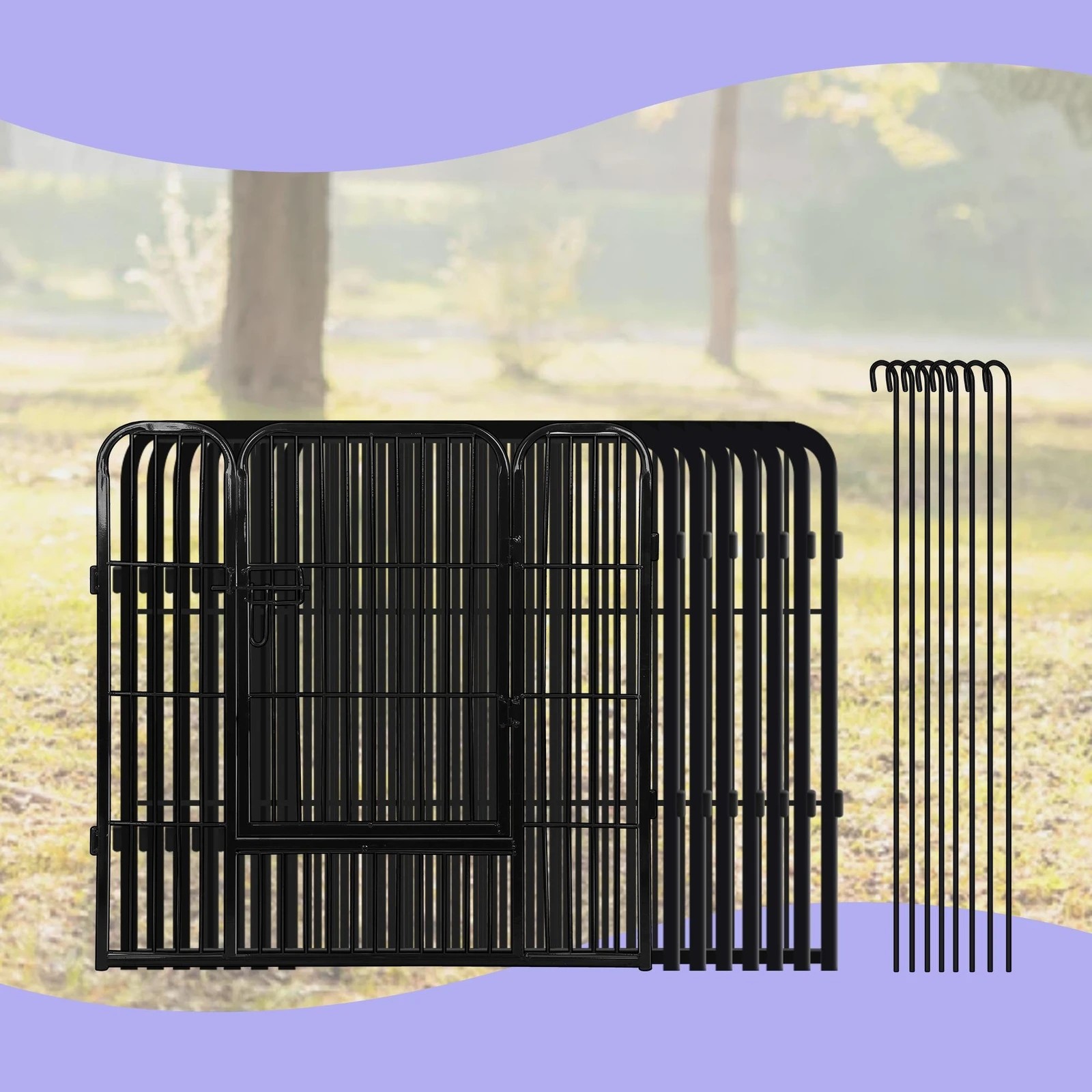 5 Beastie Dog Playpen Pet Enclosure Cage 8 Panel Metal Puppy Fence Exercise 24" - Black, 5 of 7