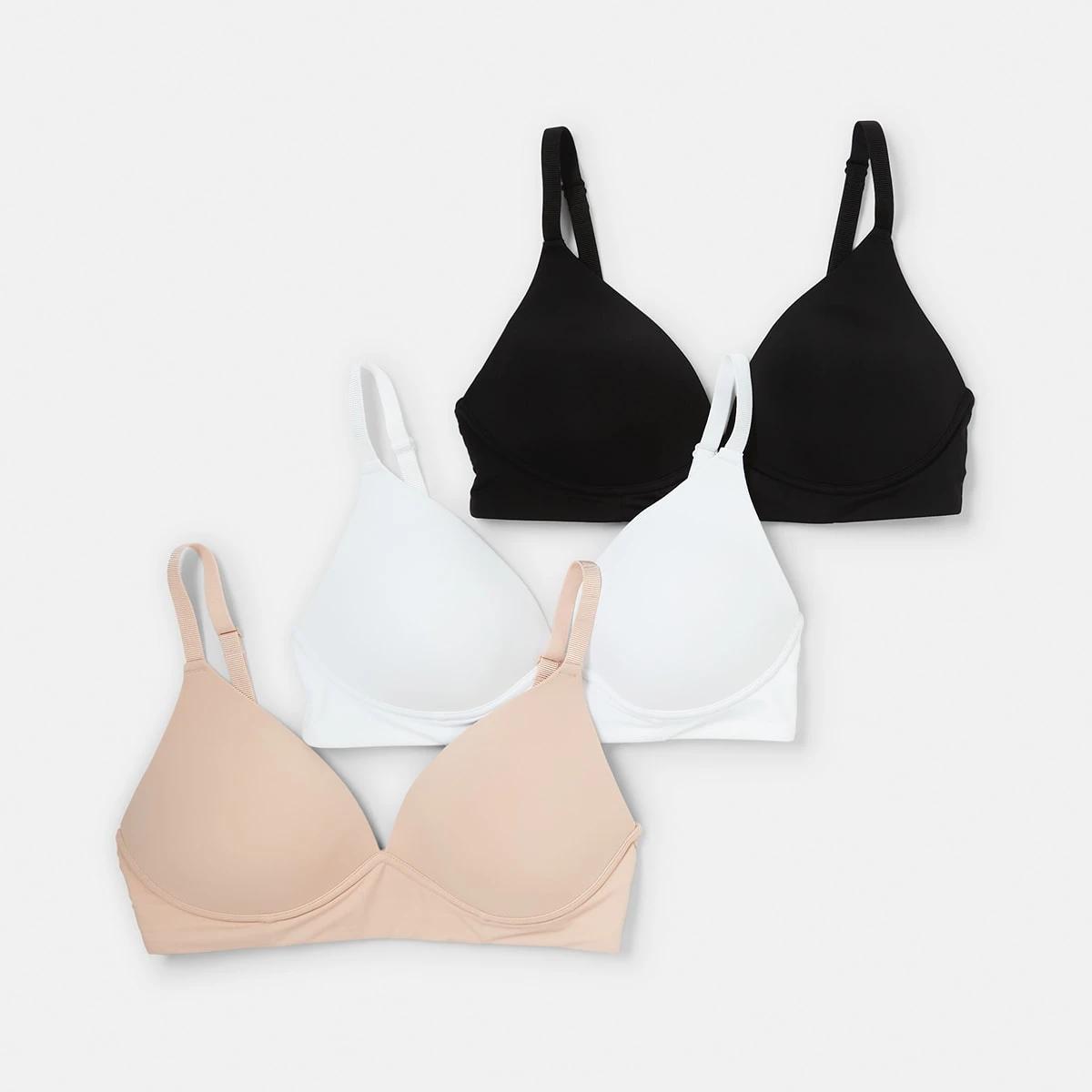 1 3 Pack Wirefree Smooth T-shirt Bra SOFT SAND BEIGE, WHITE, BLACK, 1 of 10