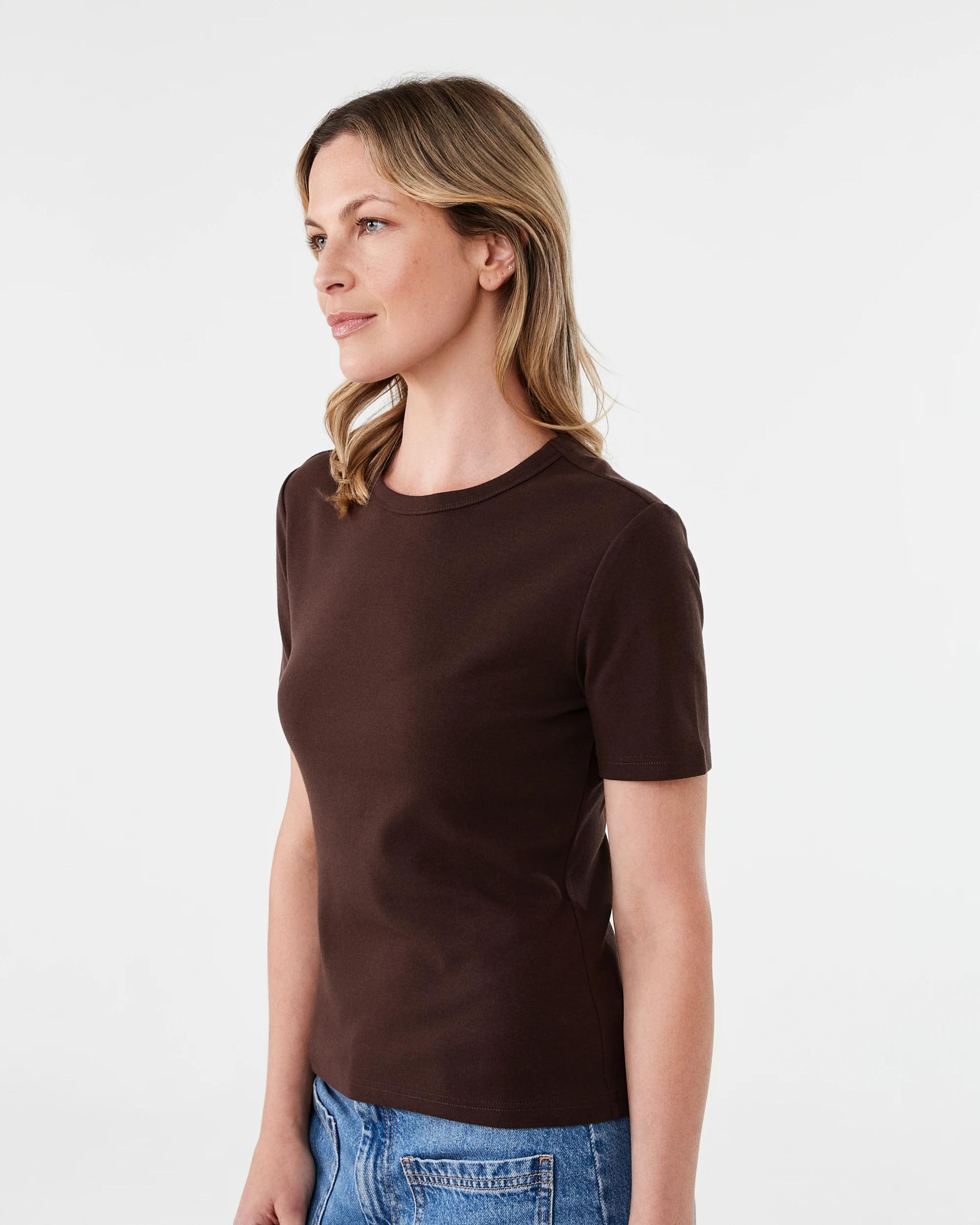 2 Short Sleeve Rib Crew Neck T-shirt Melt Brown, 2 of 5