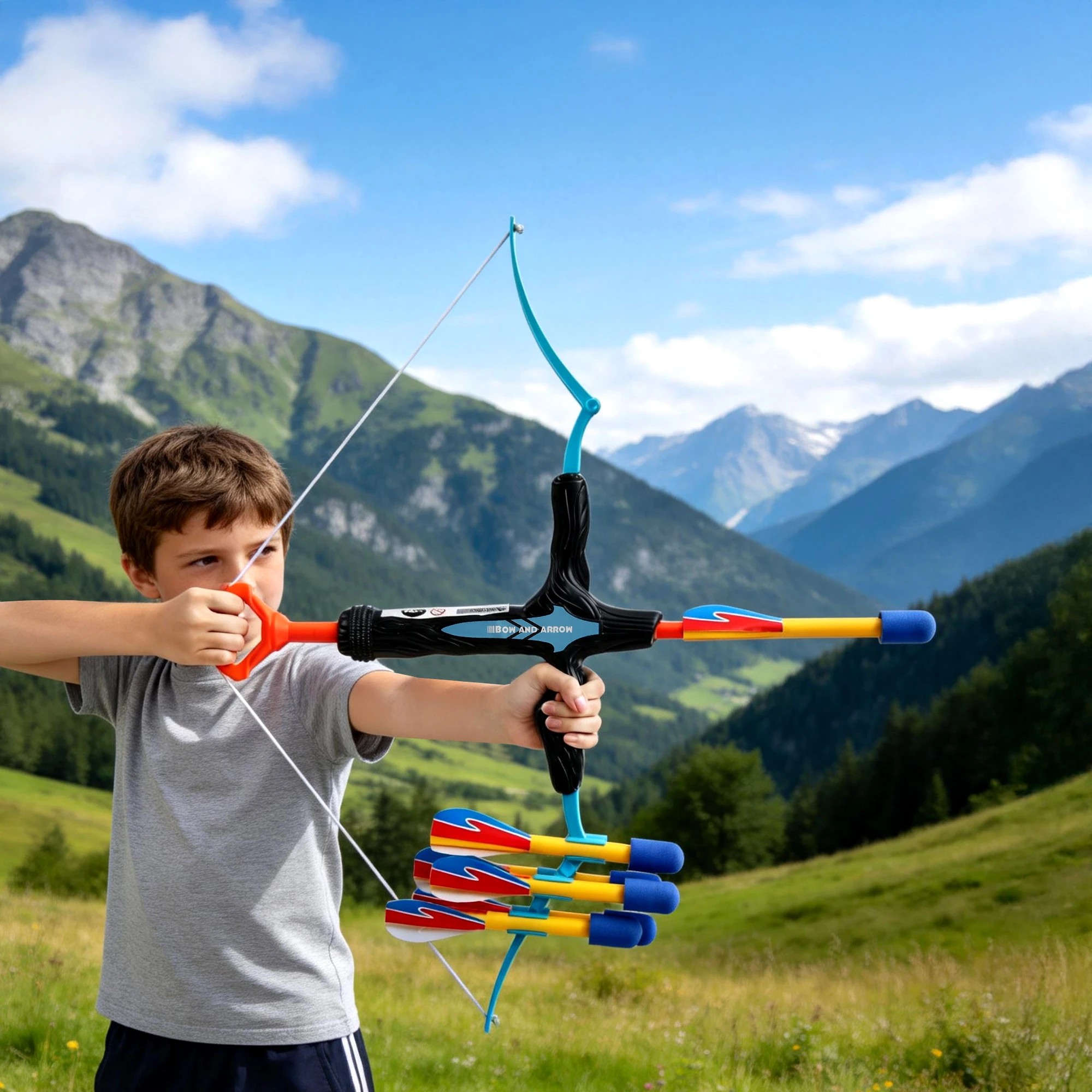 4 Keezi Kids Bow and Arrow Set Outdoor Sport Game Archery Toys 6 Arrows Children Gifts - Blue, 4 of 9