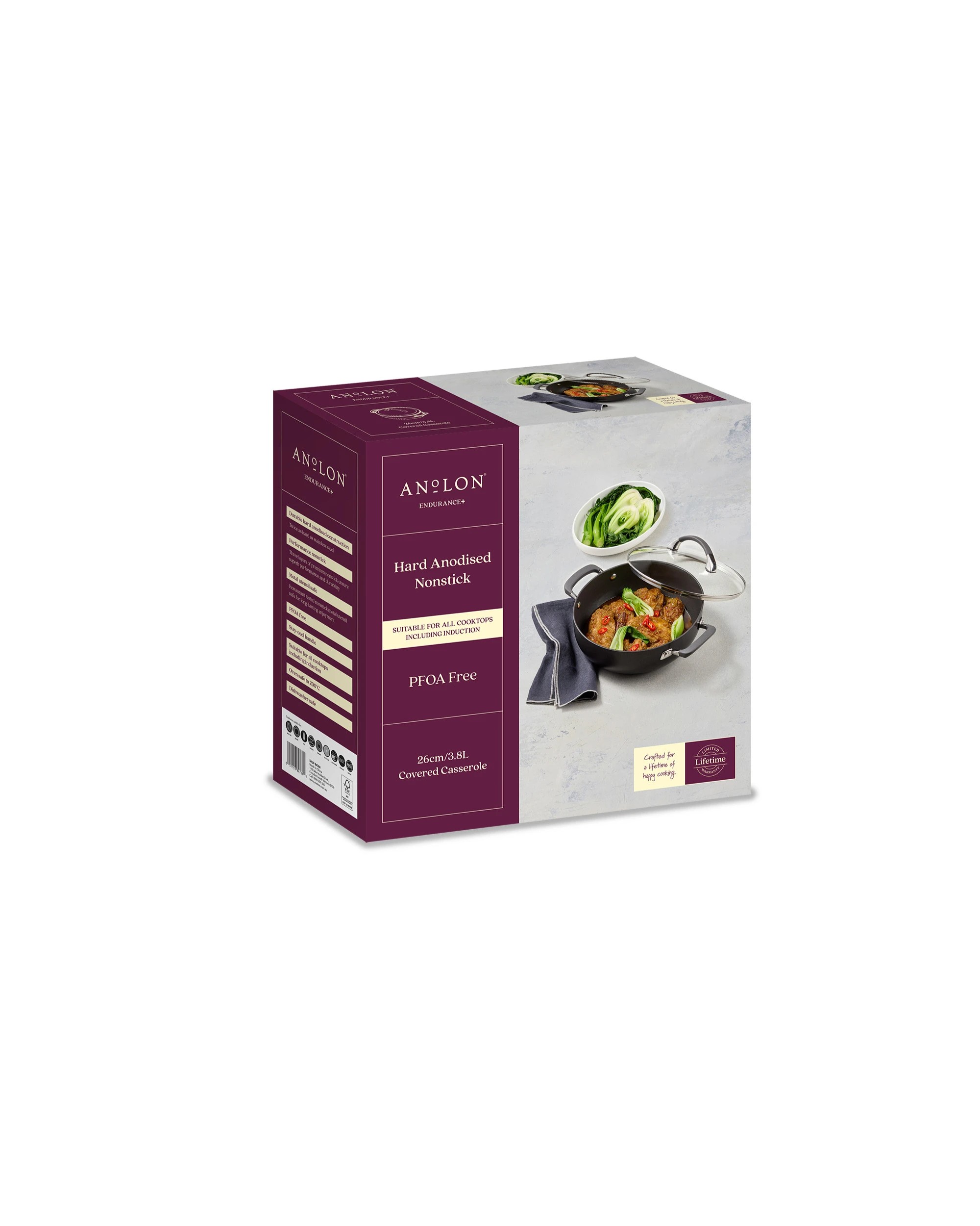 2 Anolon Endurance+ Nonstick Induction Covered Casserole 26cm/3.8L - Black, 2 of 2