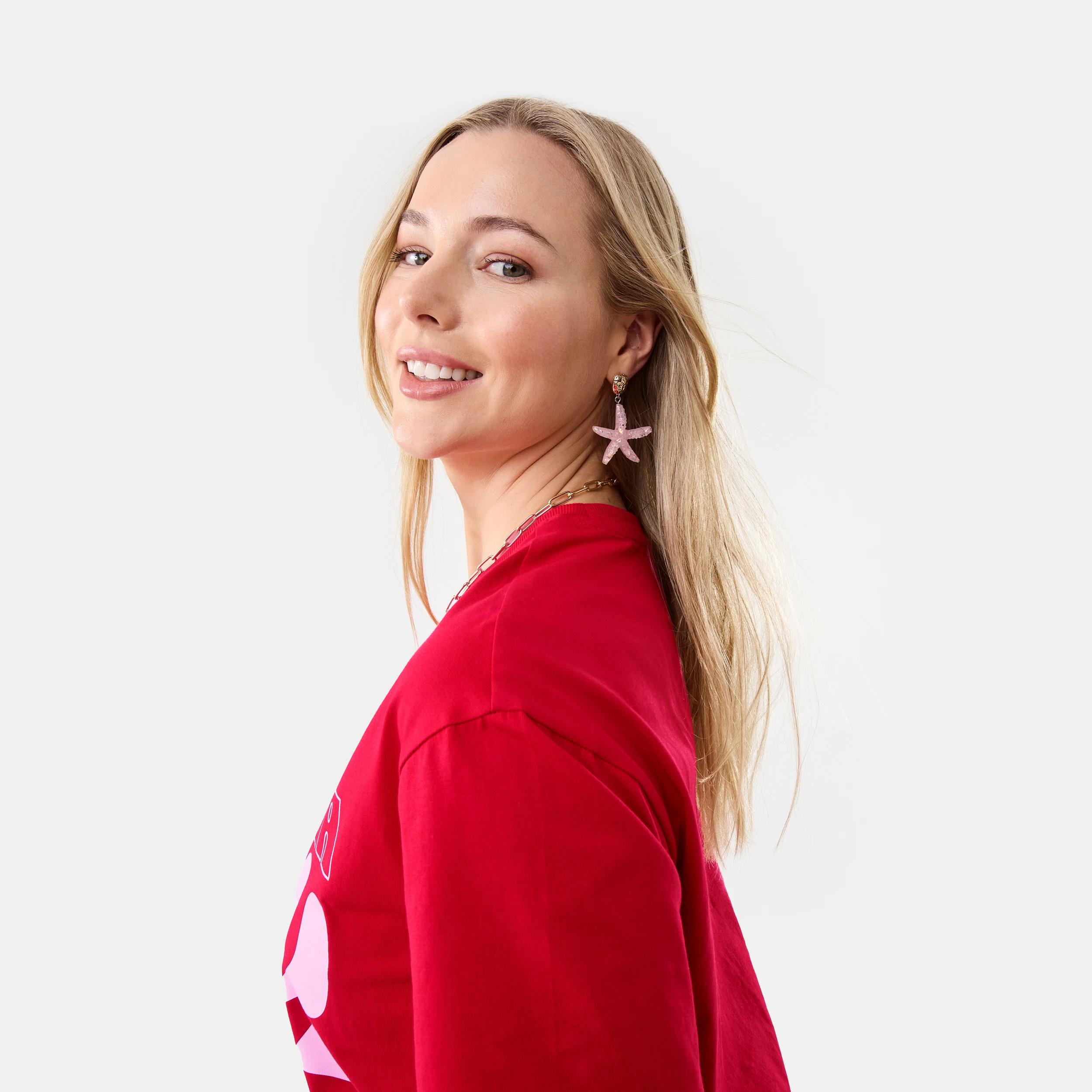 3 Starfish Drop Earrings - Pink and Gold Tone Gold, 3 of 5