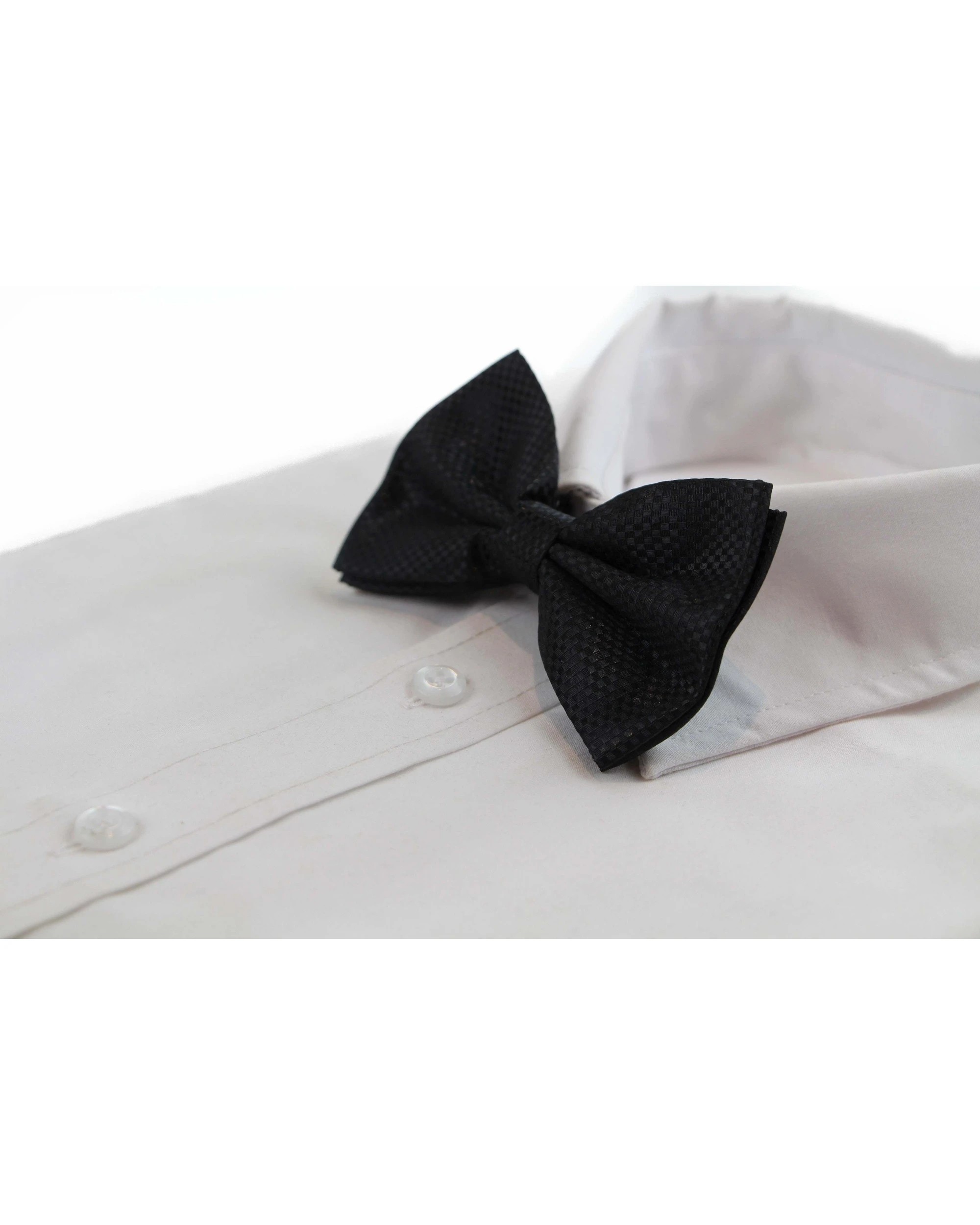 2 Zasel Mens Black Disco Shine Checkered Patterned Bow Tie - Black, 2 of 5