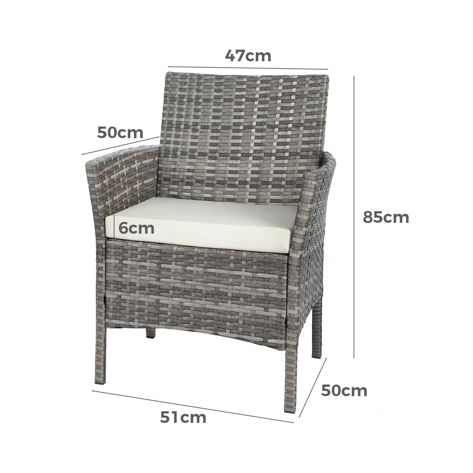 5 Alfordson 3PCS Outdoor Furniture Wicker Bistro Set Patio Sofa Table - Grey, 5 of 10