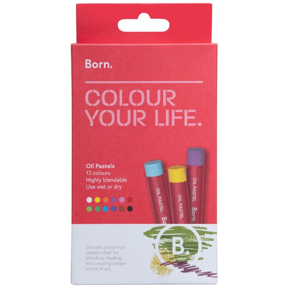 1 Born Washable Oil Pastels Assorted 12 Pack, 1 of 2