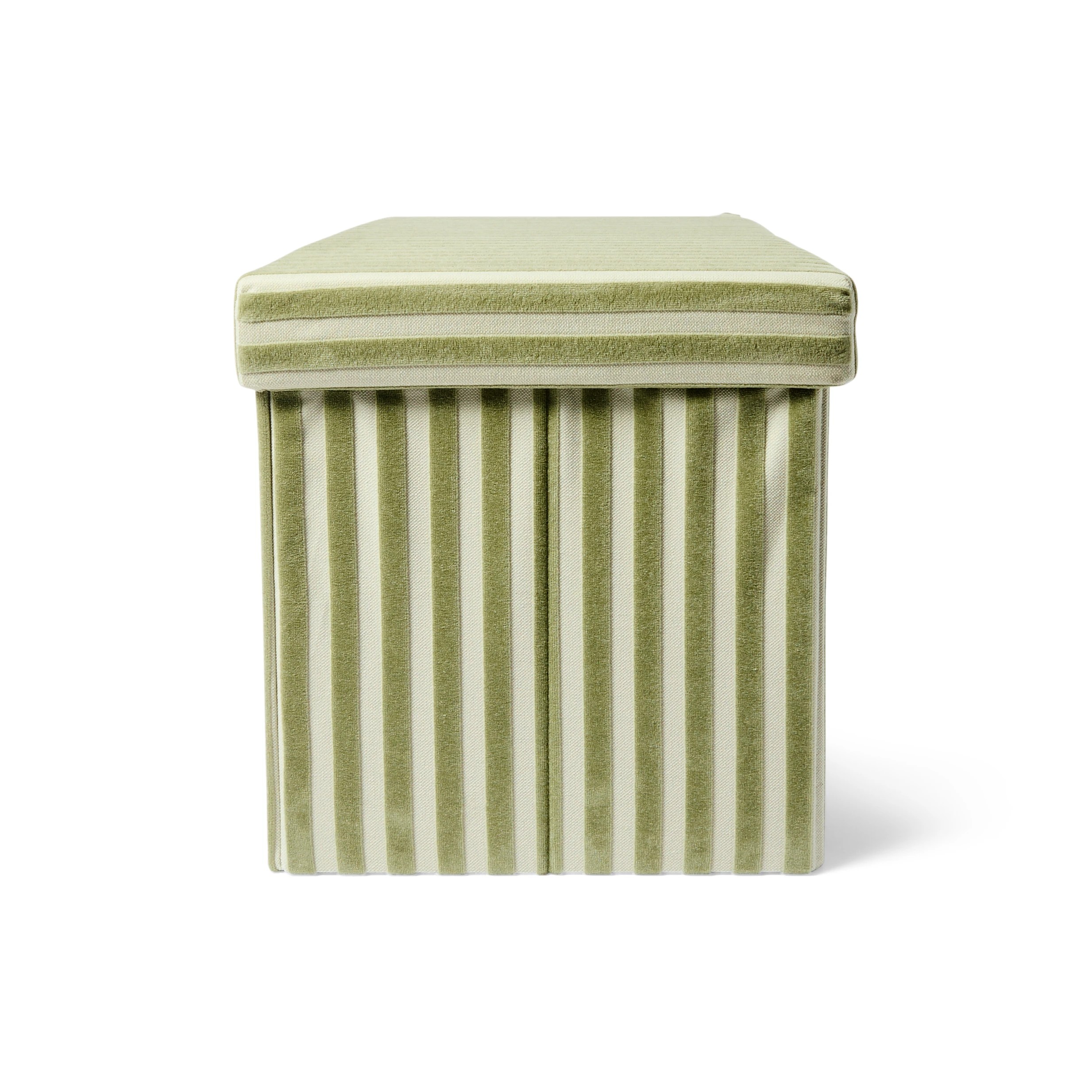 5 Rectangle Storage Ottoman - Green Stripe, 5 of 10