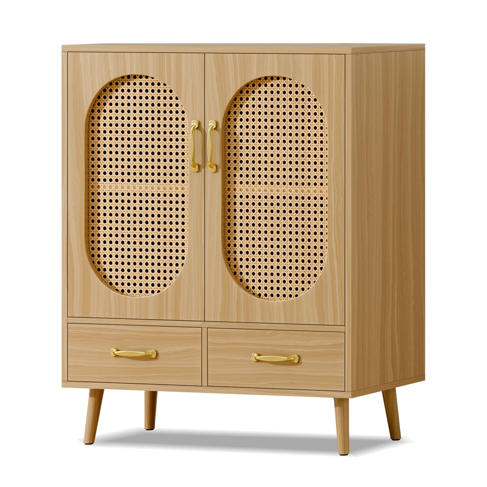 1 Alfordson Buffet Sideboard Rattan Storage Cabinet - Oak, 1 of 9