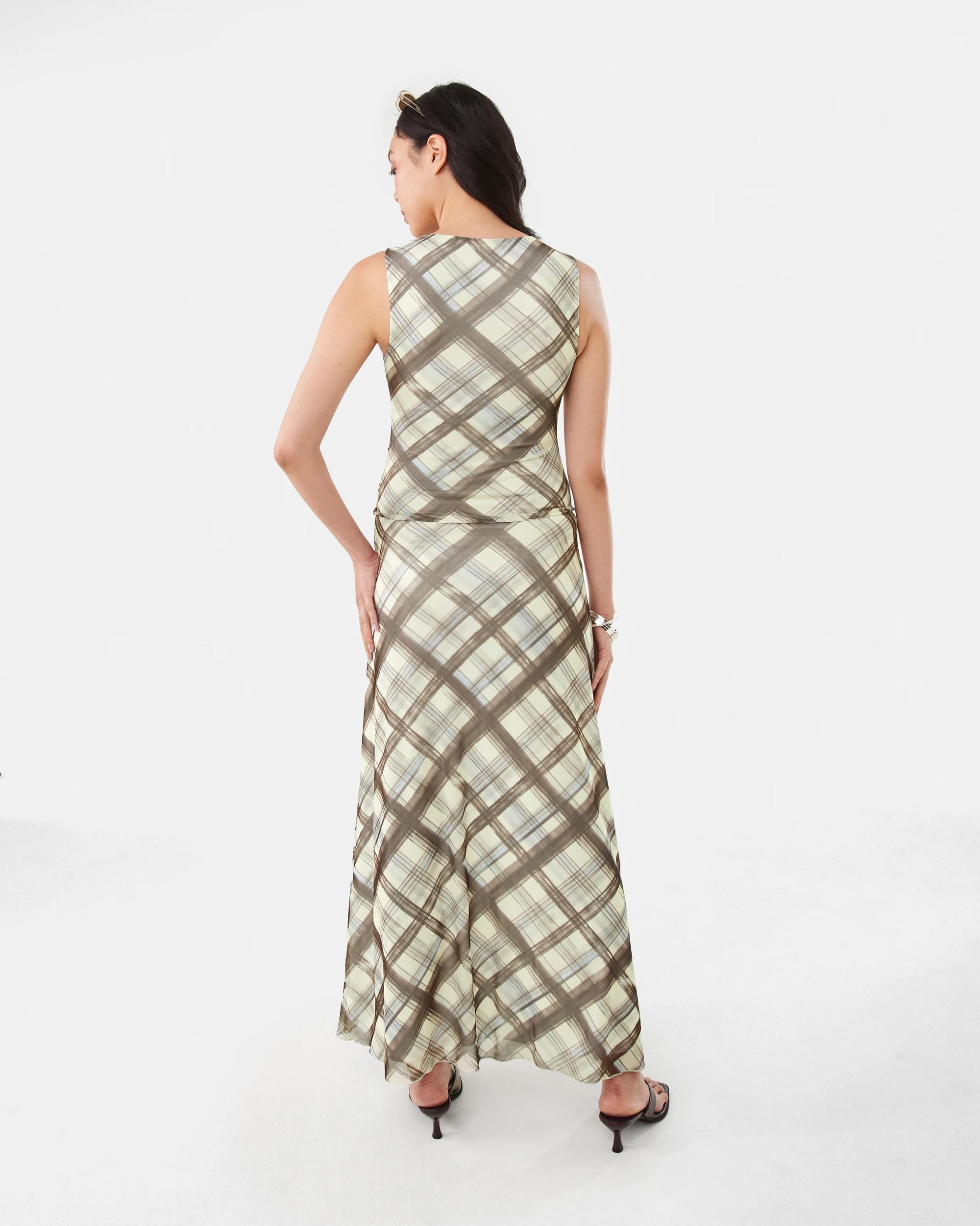 4 Sleeveless Drape Detail Tank Butter Chk, 4 of 9