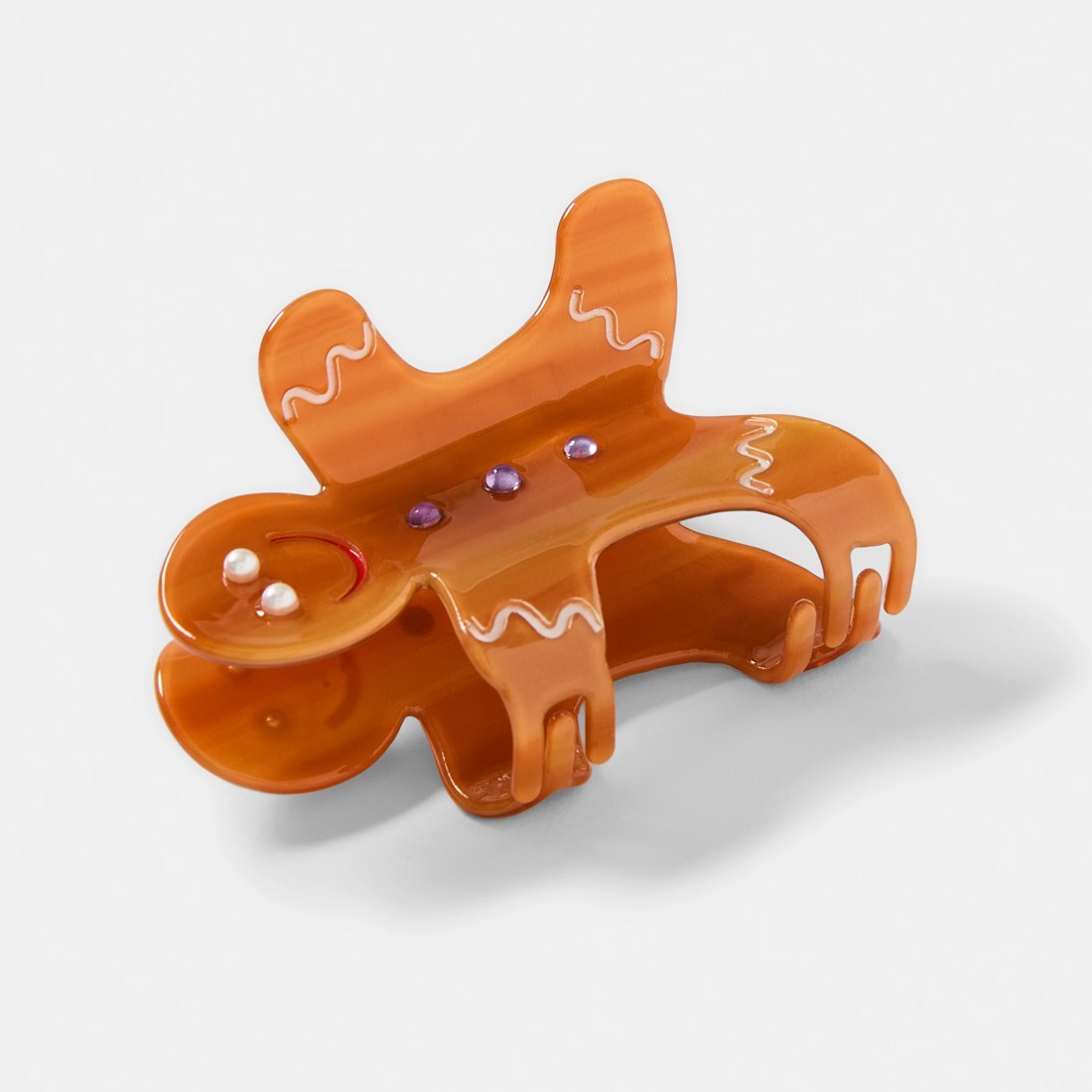 2 Brown Christmas Gingerbread Man Claw Hair Clip, 2 of 4