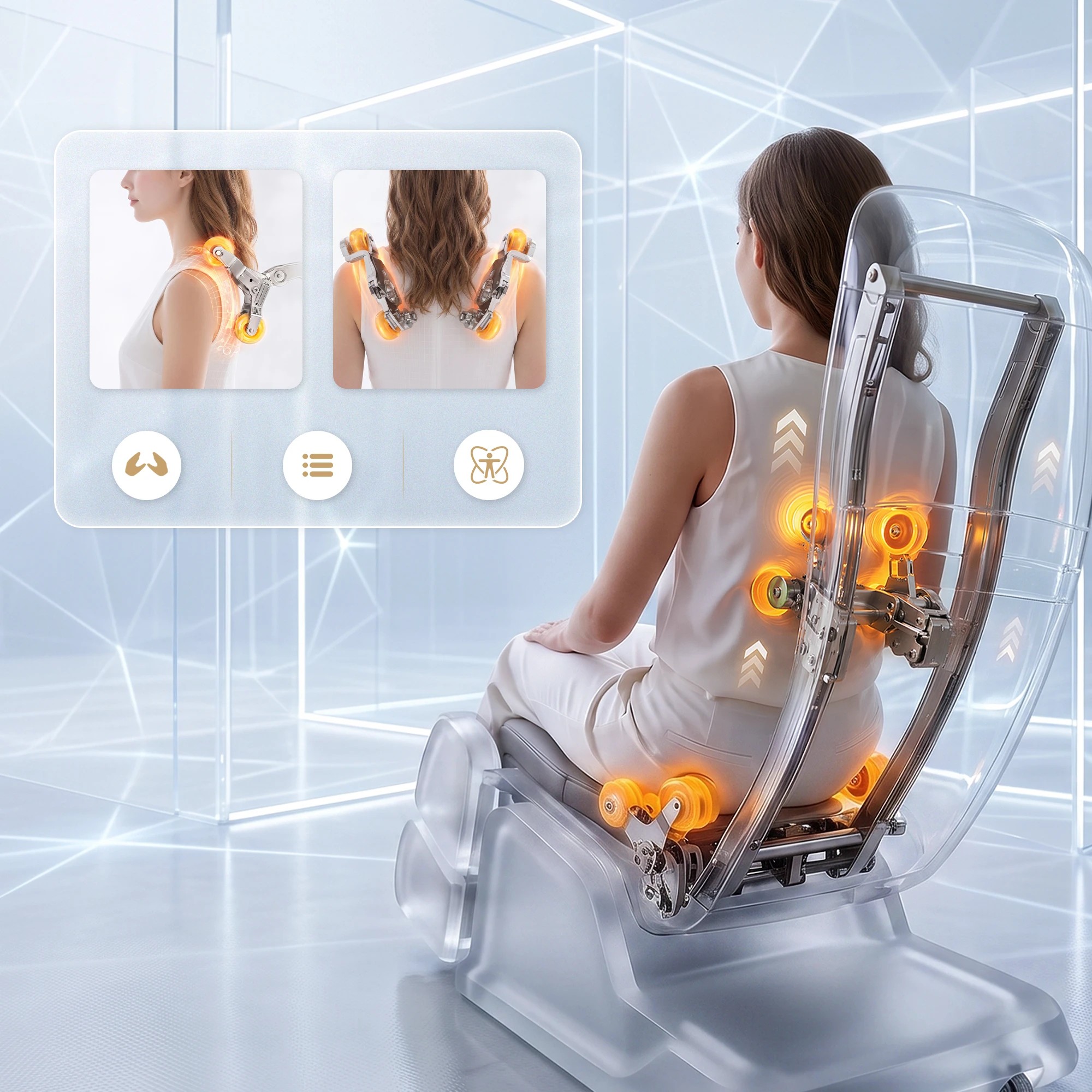 7 Livemor Prestige 4D Massage Chair Dual Mechanism Full Body SL-Track Zero Gravity Recliner Body Scan - Multi, 7 of 10
