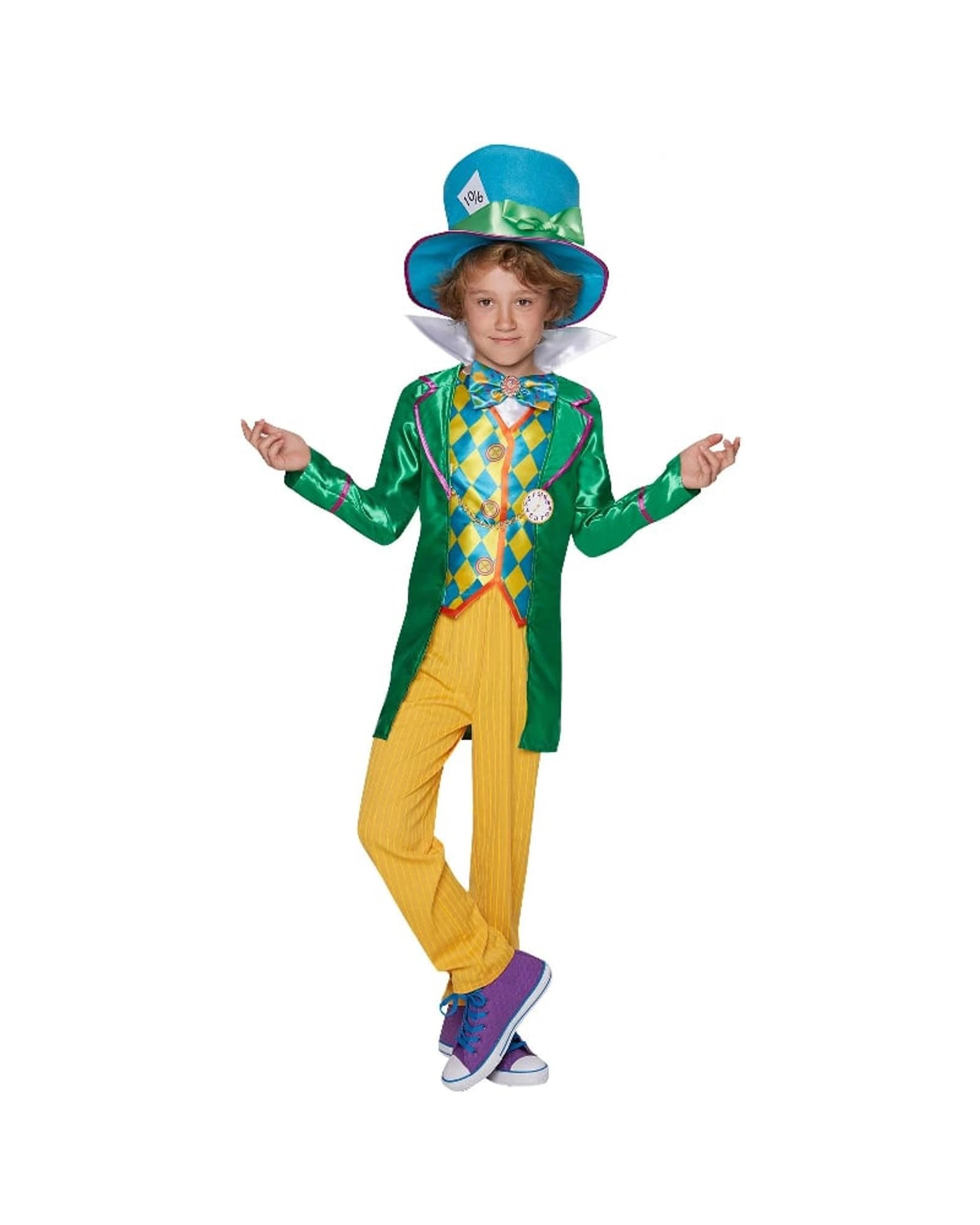 2 Disney Alice in Wonderland Mad Hatter Deluxe Boys Costume Size XL 9-10 Years, 2 of 4