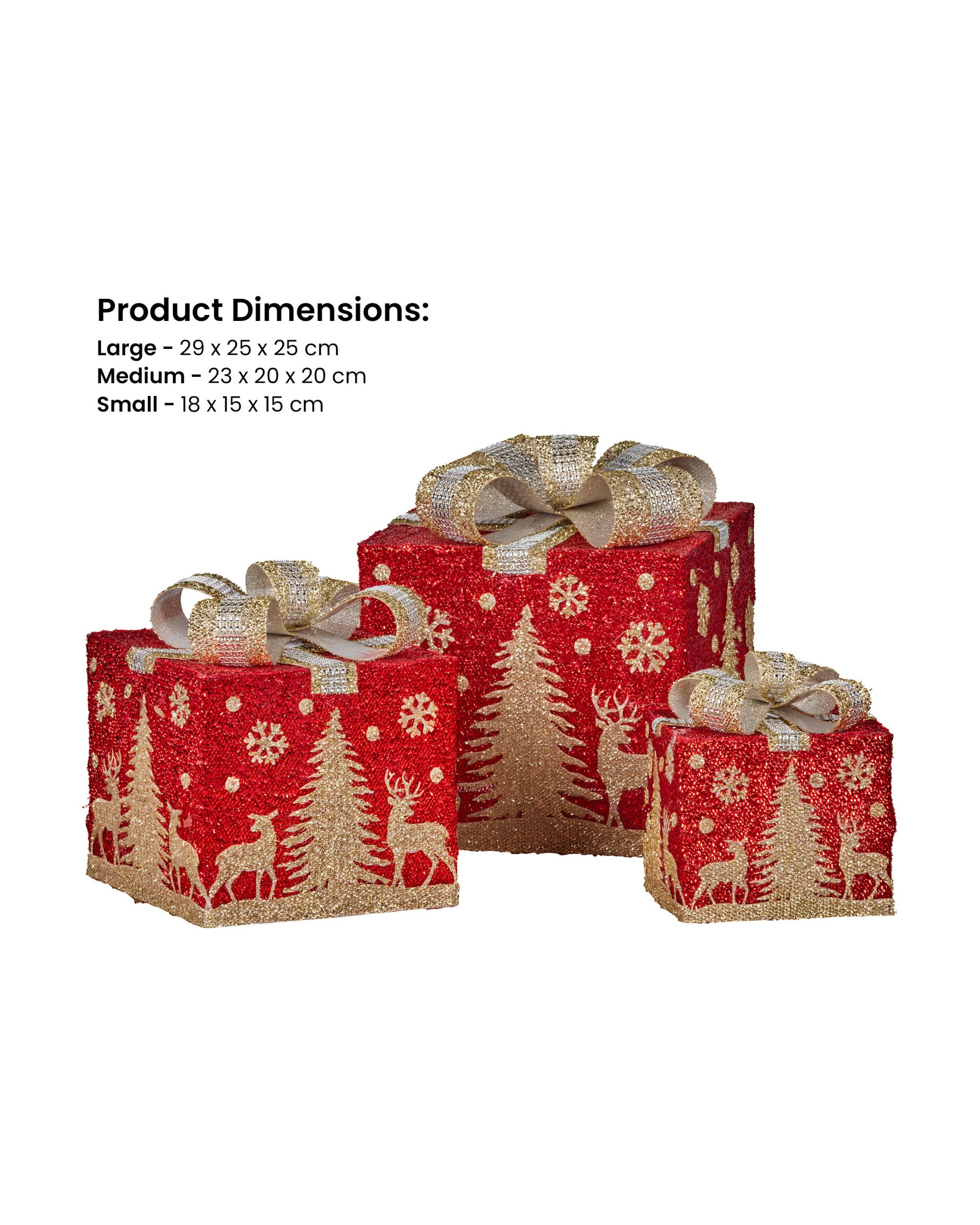 2 Christabelle Set Of 3 Christmas Gift Box Display With Led Lights And Bows Decoration Ornament, 2 of 6