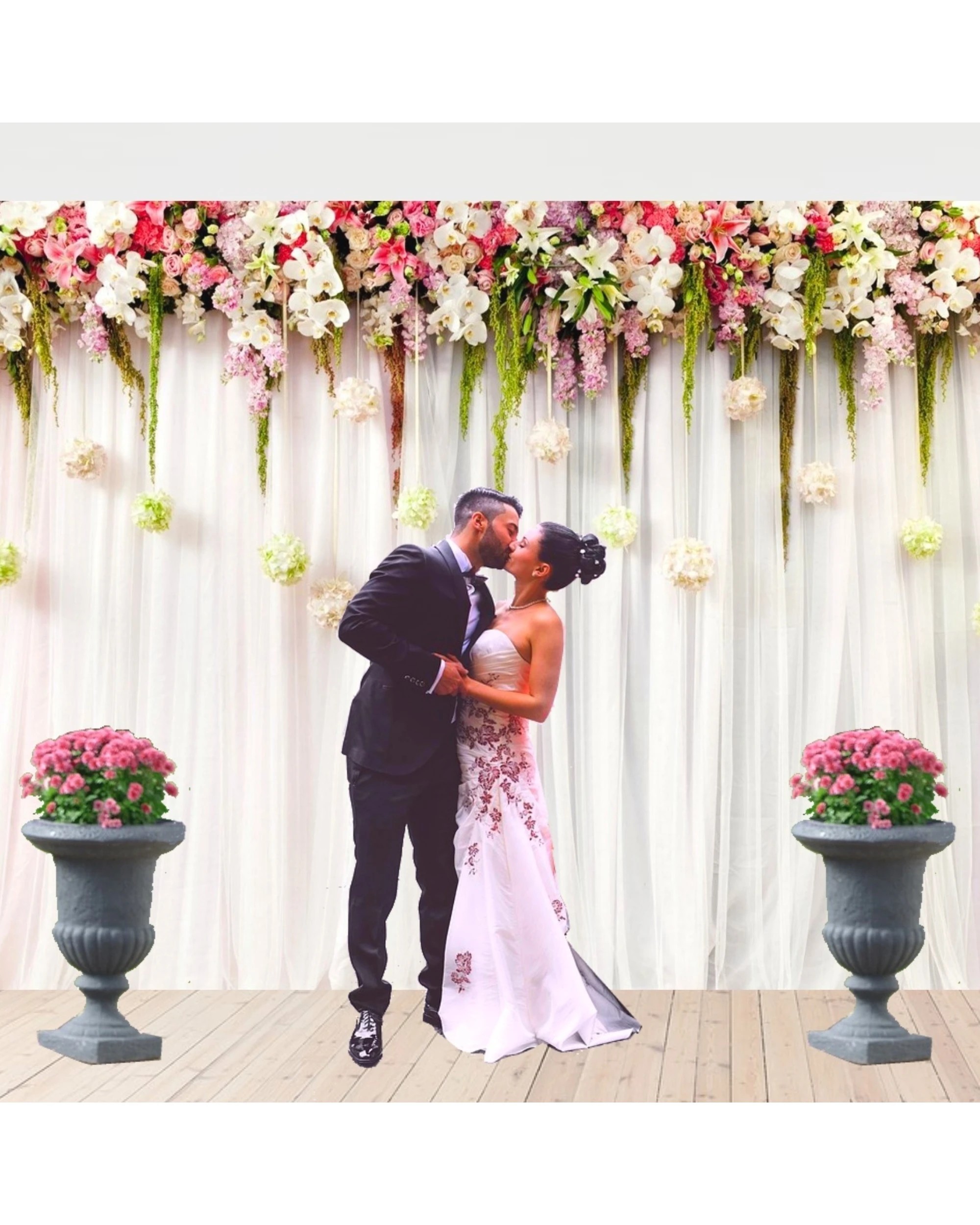 3 Floral White Curtain Printed Fabric Backdrop, 3 of 3