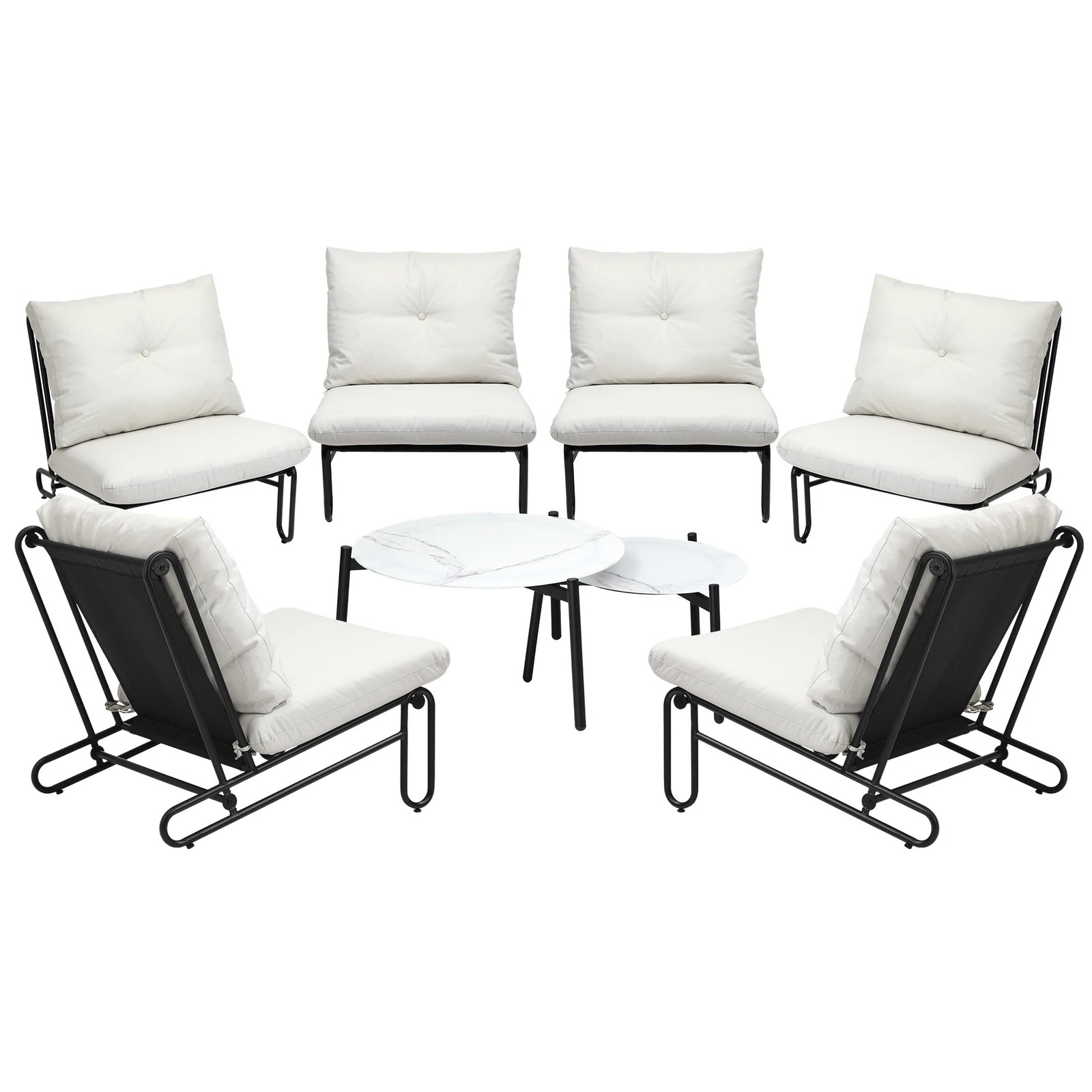 8 Livsip Outdoor Sofa Set 8 Piece Garden Patio Lounge Setting Table Chairs - Beige, 8 of 9