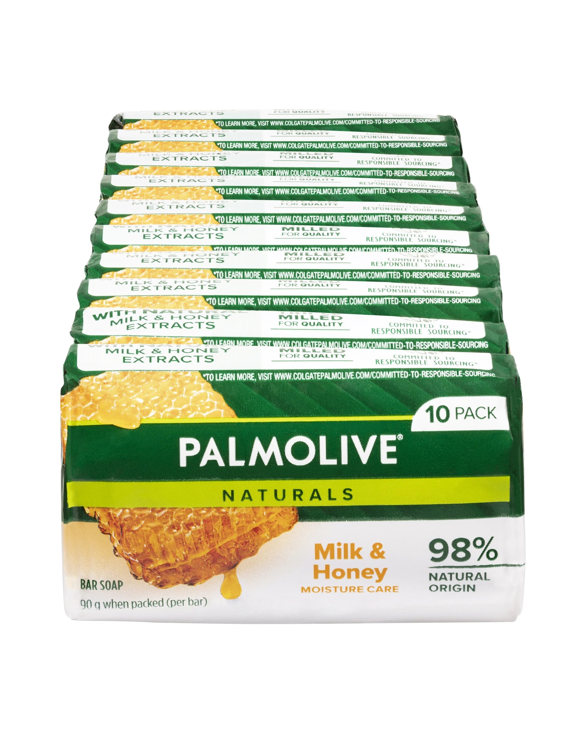 2 Palmolive 10 Pack Naturals Moisture Care Bar Soap 90g - Milk & Honey, 2 of 9